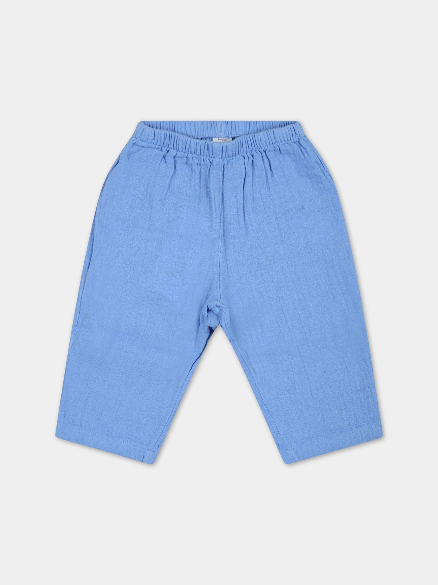 Pantaloni azzurri per neonato con patch logato,Petit Bateau,A0750 EDNA