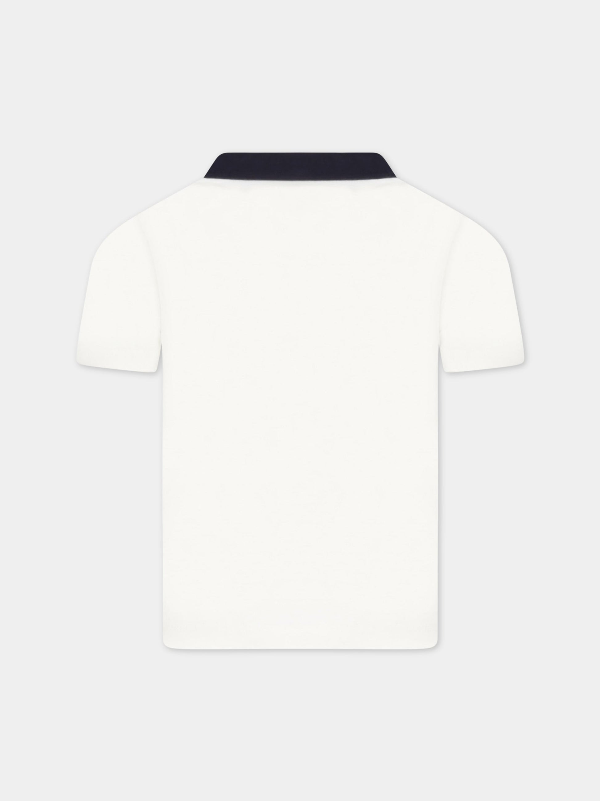 T-shirt bianca per bambino con barca rossa,Petit Bateau,A072O MARSHMALLOW