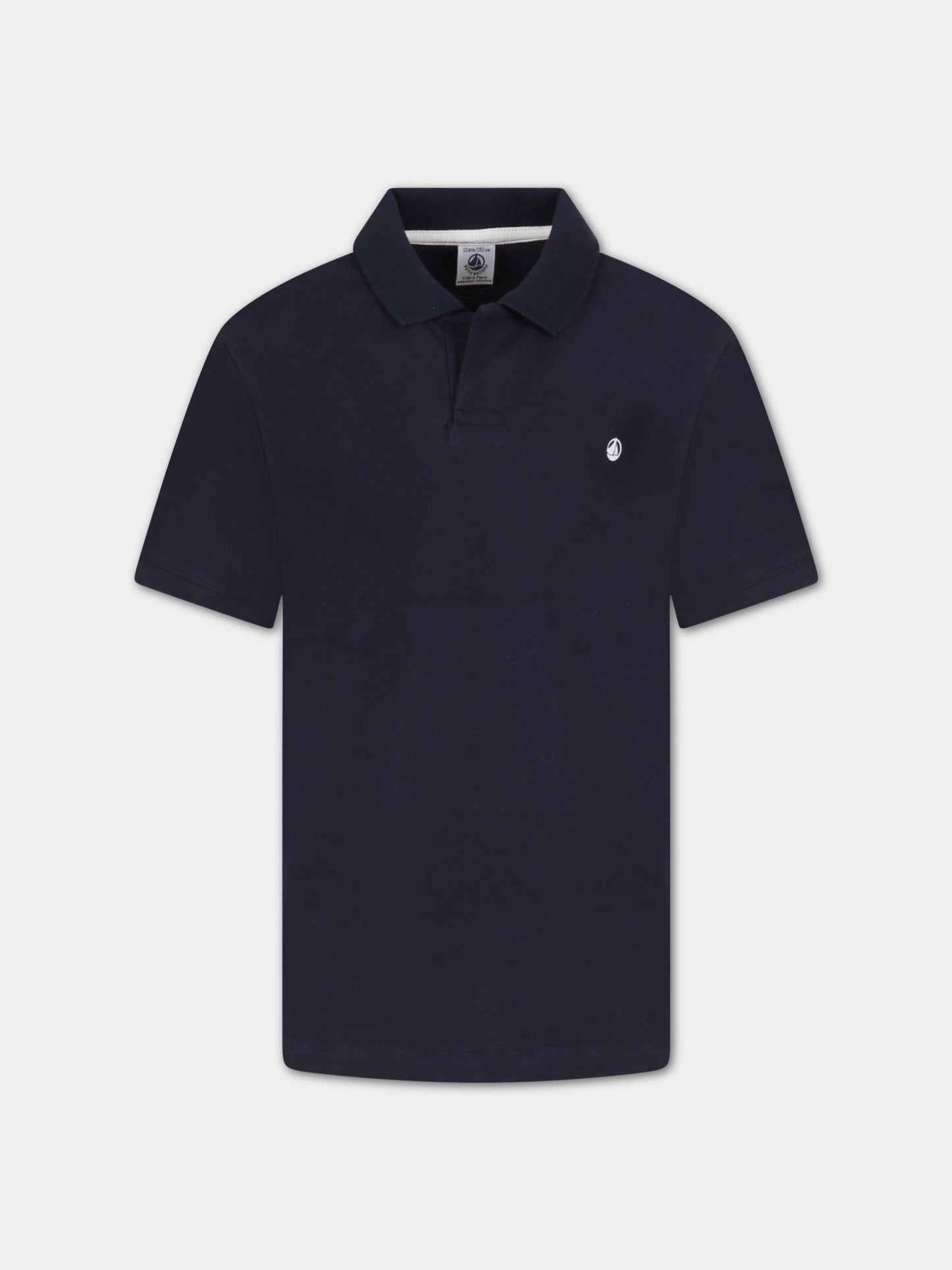 Polo blu per bambino con logo bianco,Petit Bateau,A072G SMOKING