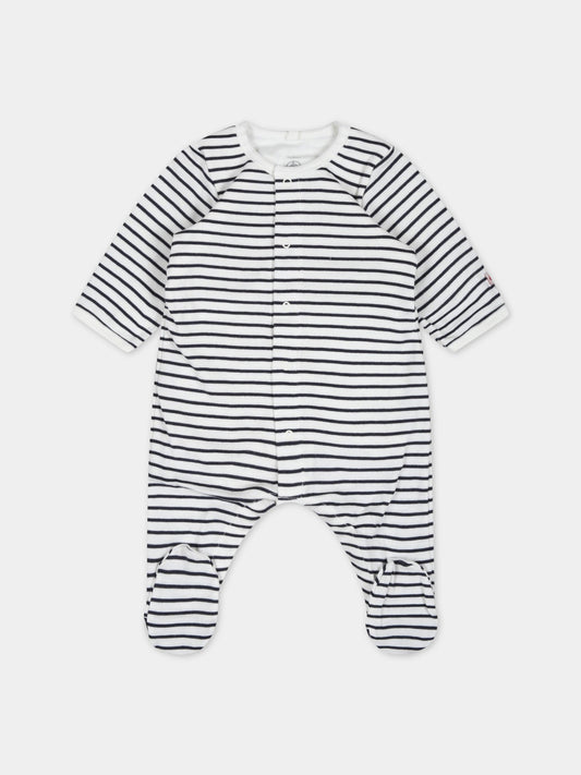 Tutina multicolor per neonato con patch logato,Petit Bateau,A06L0 MARSHMALLOW/SMOKING