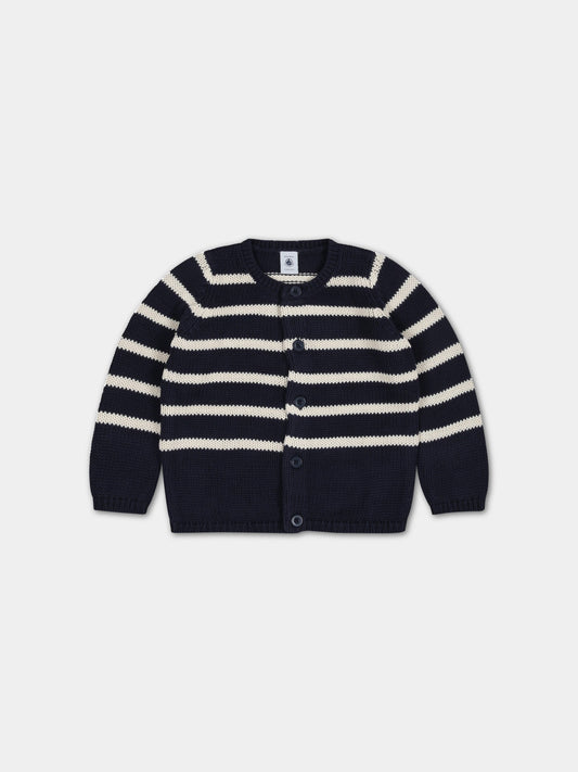 Maglione blu per neonato,Petit Bateau,A07PW SMOKING/AVALANCHE