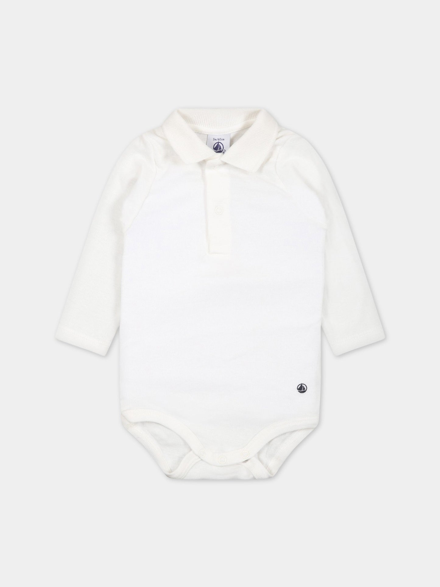 Body avorio per neonati con logo,Petit Bateau,A05Q2 MARSHMALLOW