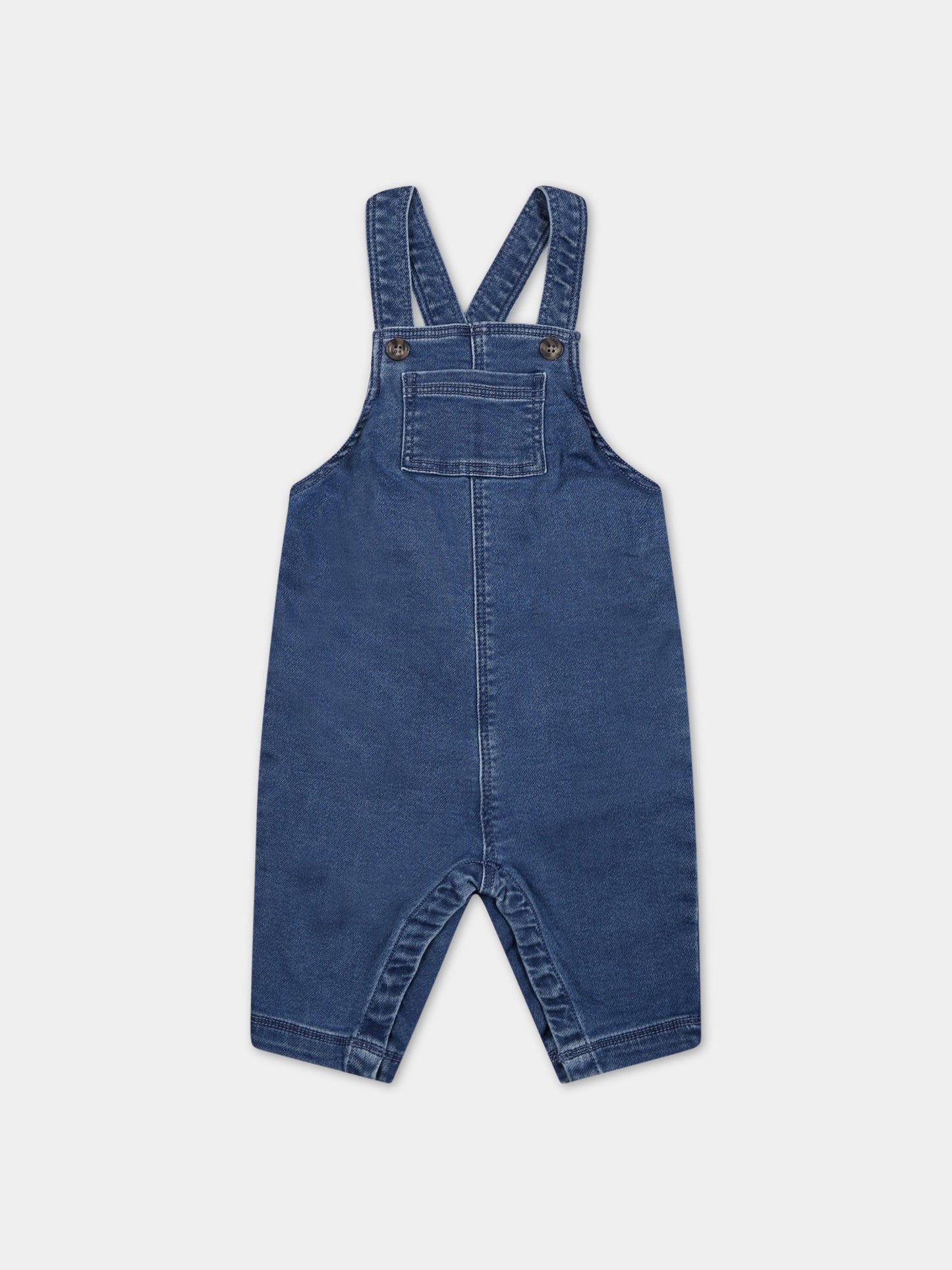 Salopette blu per neonati con logo,Petit Bateau,A0536 BLEU DELAVE