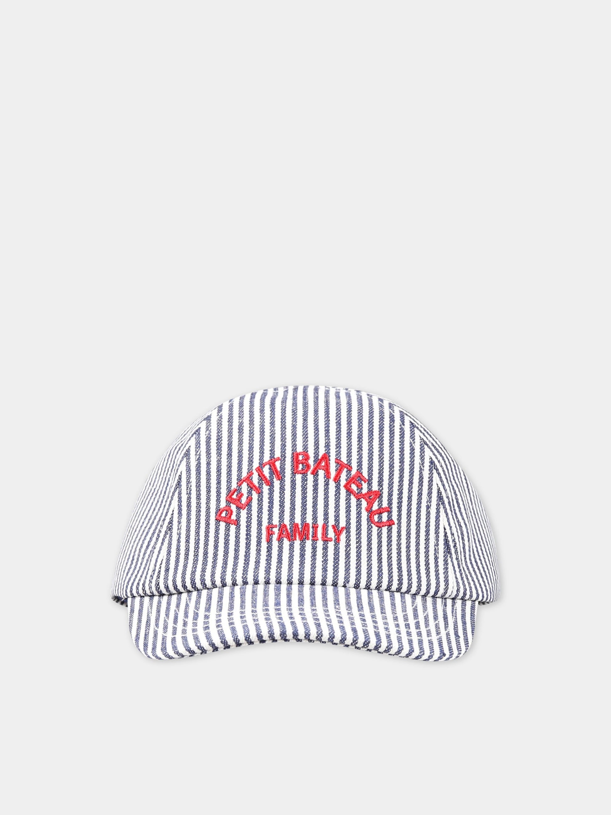 Cappello multicolor neonato con scritta  Petit Bateau family  ,Petit Bateau,A06QU MEDIEVAL/MARSHMALLOW