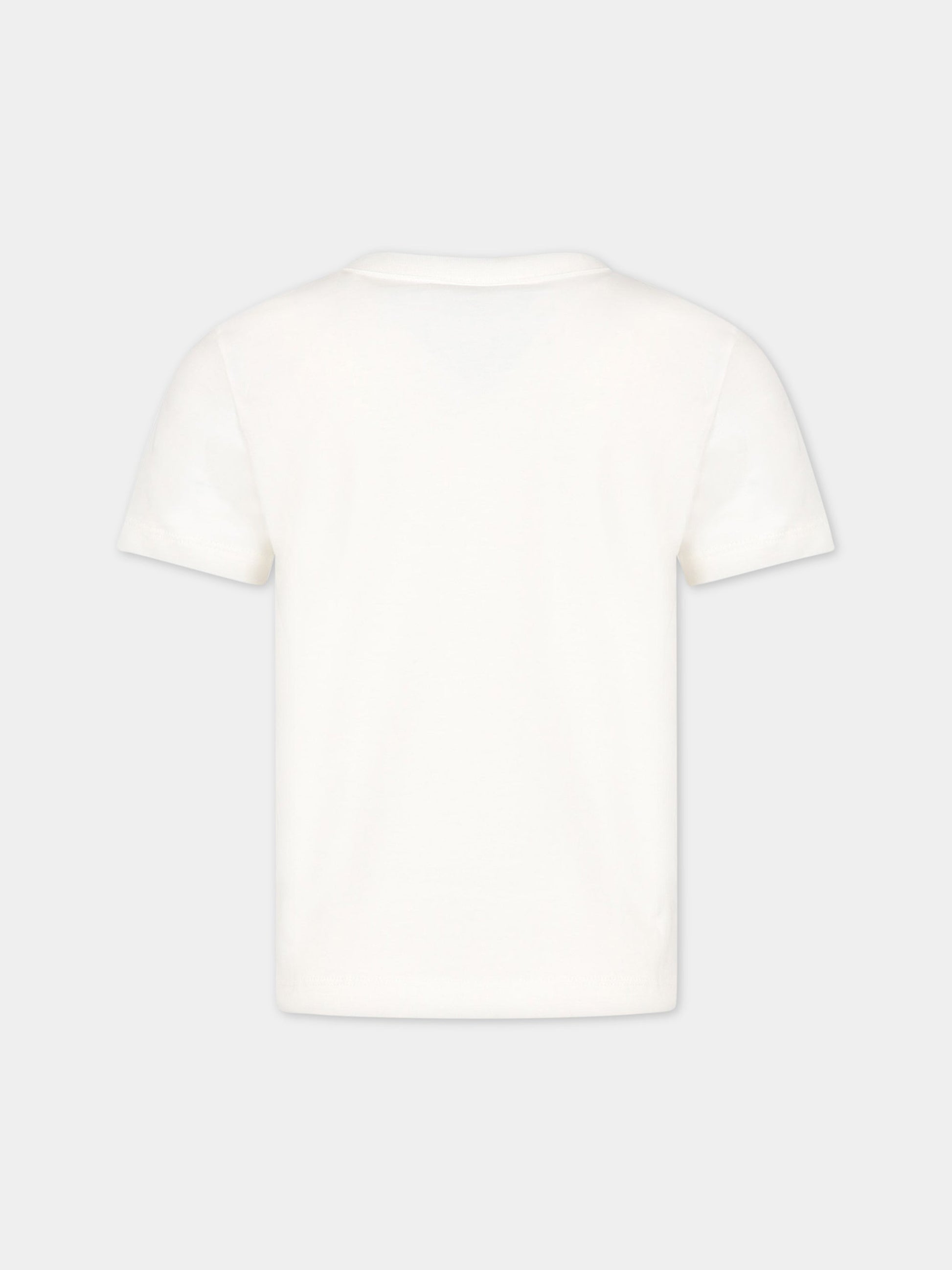 T-shirt avorio per bambino con logo,Petit Bateau,A072H MARSHMALLOW