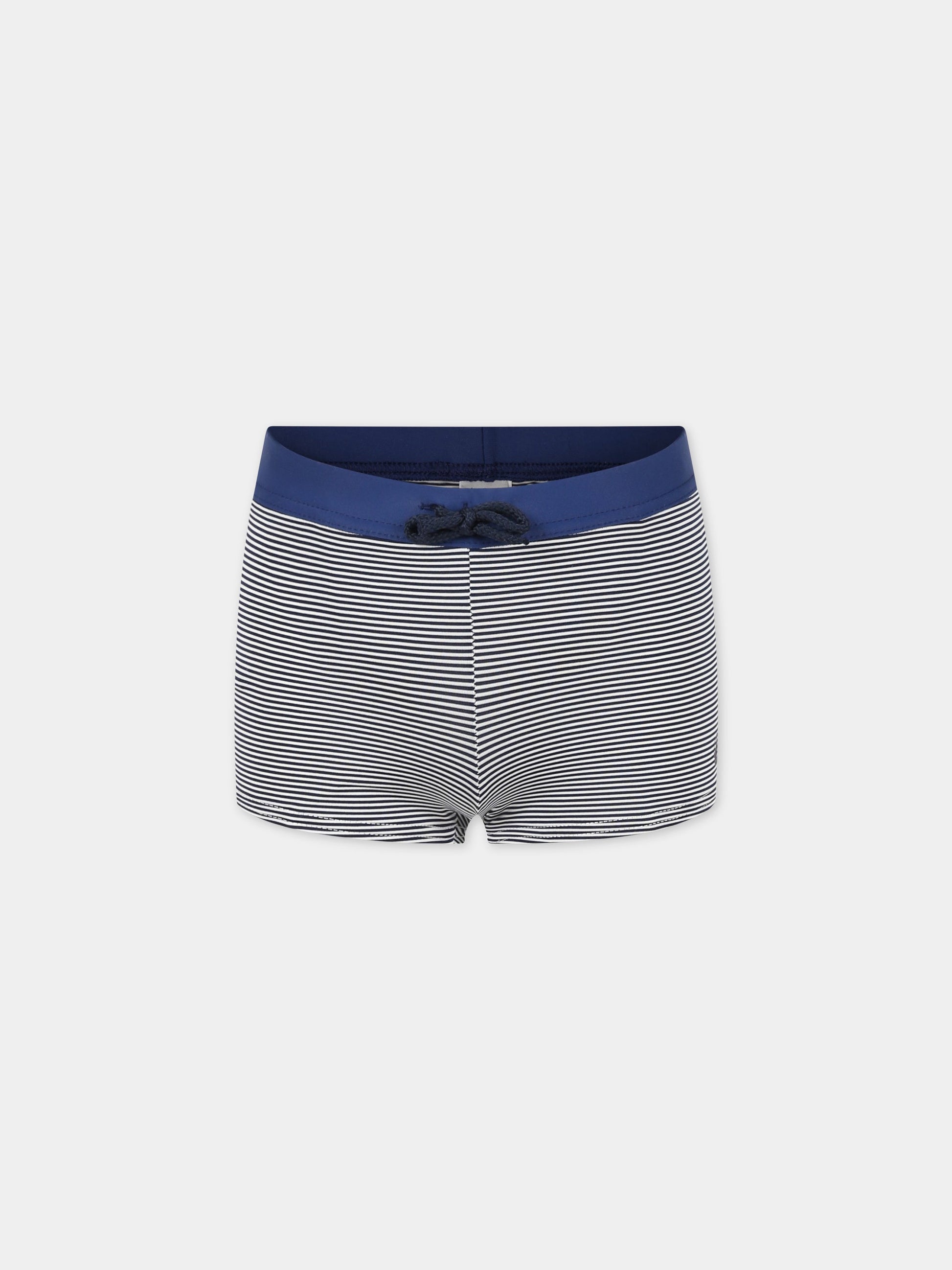 Boxer blu da mare per bambino con iconico logo,Petit Bateau,A03ID MEDIEVAL/MARSHMALLOW