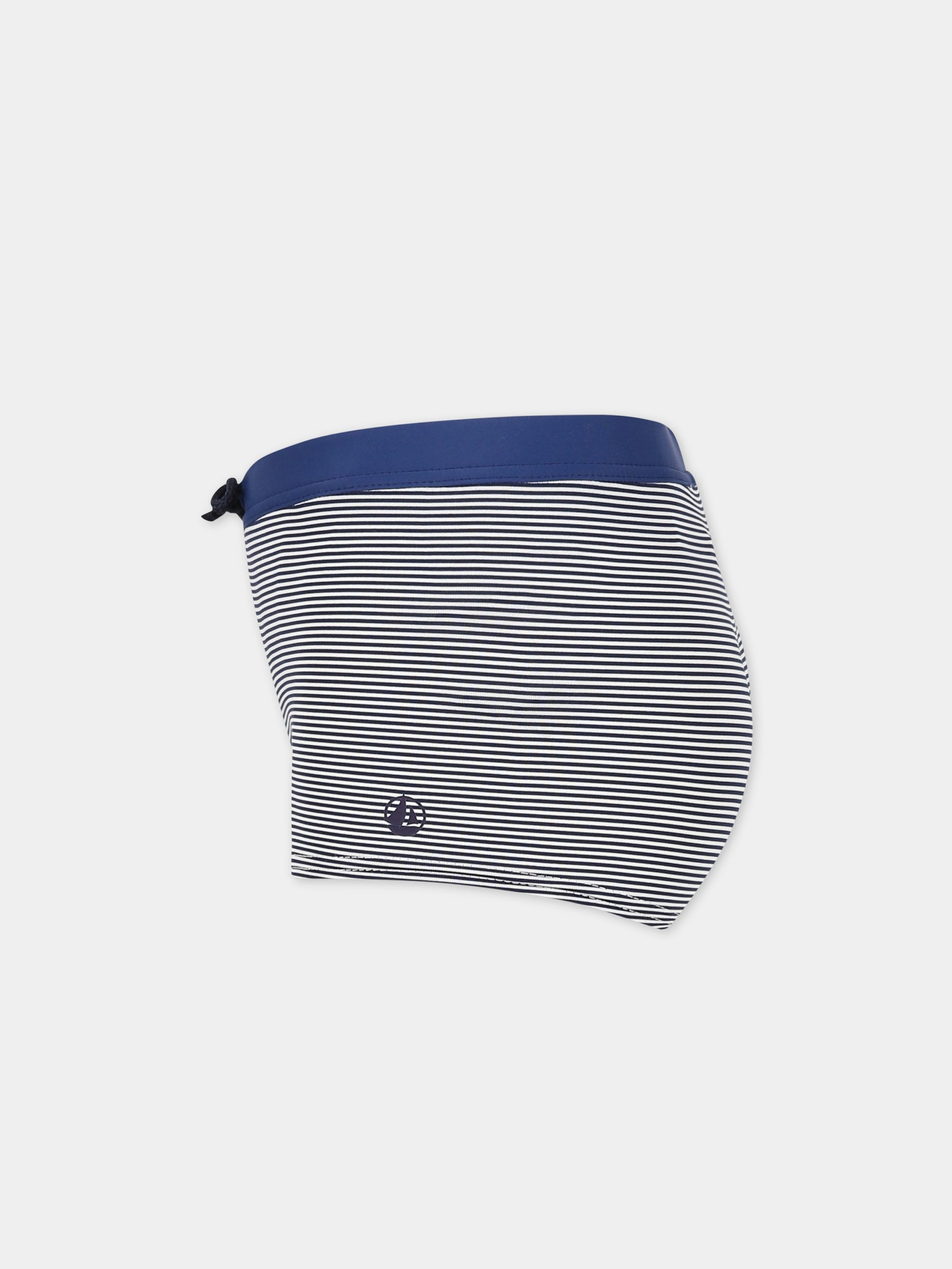 Boxer blu da mare per bambino con iconico logo,Petit Bateau,A03ID MEDIEVAL/MARSHMALLOW