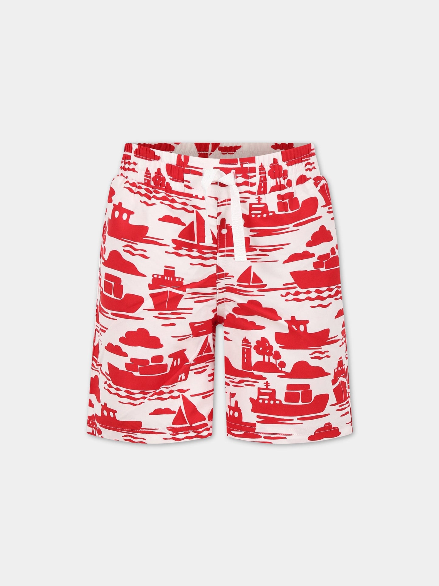 Boxer-mare multicolor per bambino con stampa  Boat ,Petit Bateau,A06JU AVALANCHE/ROUGE