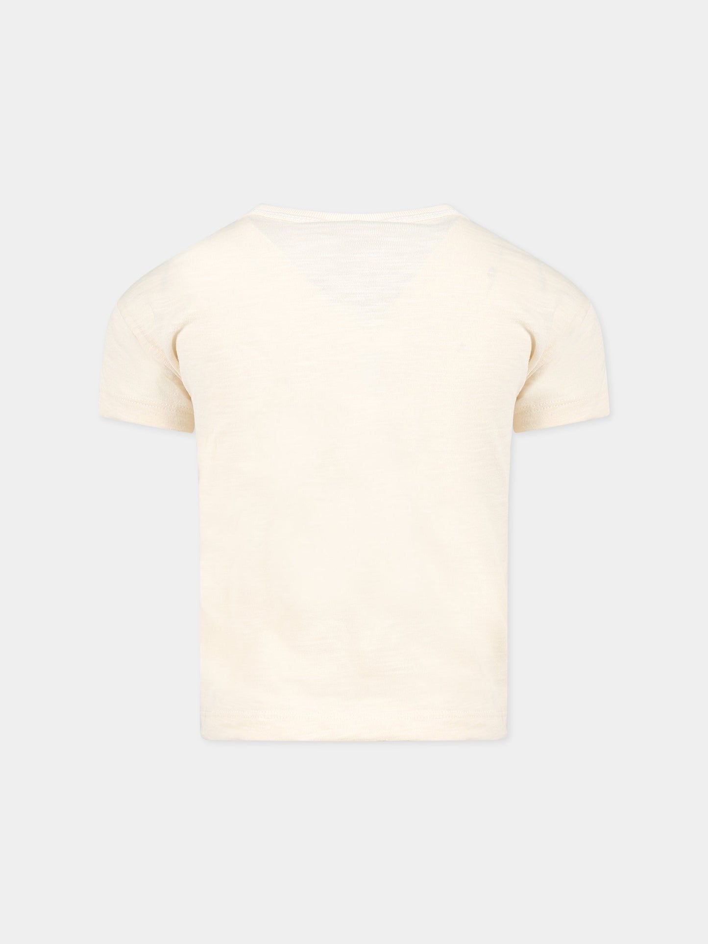 T-shirt avorio per bambino con logo,Petit Bateau,A07CD AVALANCHE