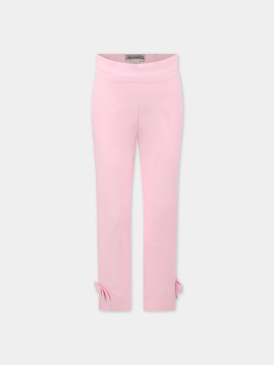 Pantaloni rosa per bambina con fiocco,Simonetta,SS6B21 G0097 555