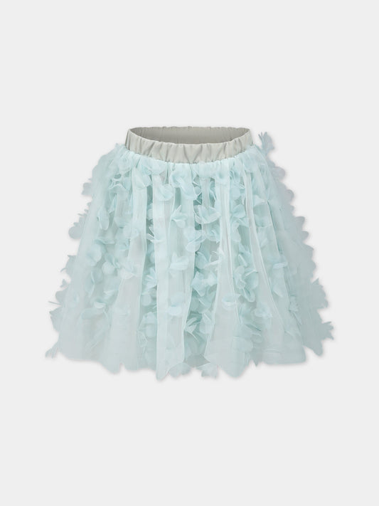 Gonna verde per bambina con applicazioni in tulle,Simonetta,SS7A71 T0041 708