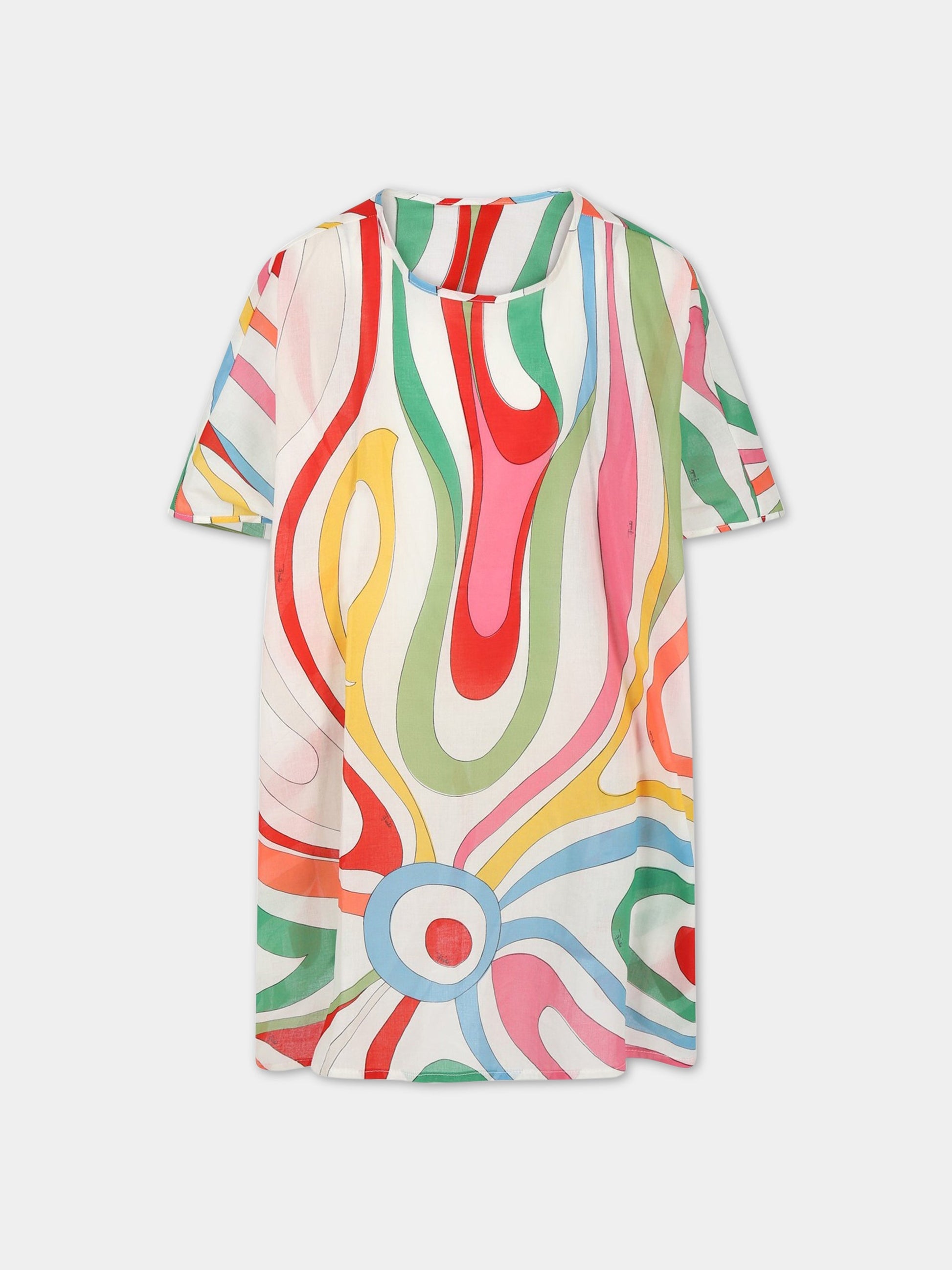 Kaftano multicolor per bambina con stampa e logo,Emilio Pucci Junior,PS1B62 M0021 999