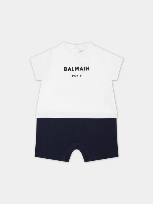 Pagliaccetto multicolor per neonati con logo,Balmain Kids,BSA521 Z0001 100BL