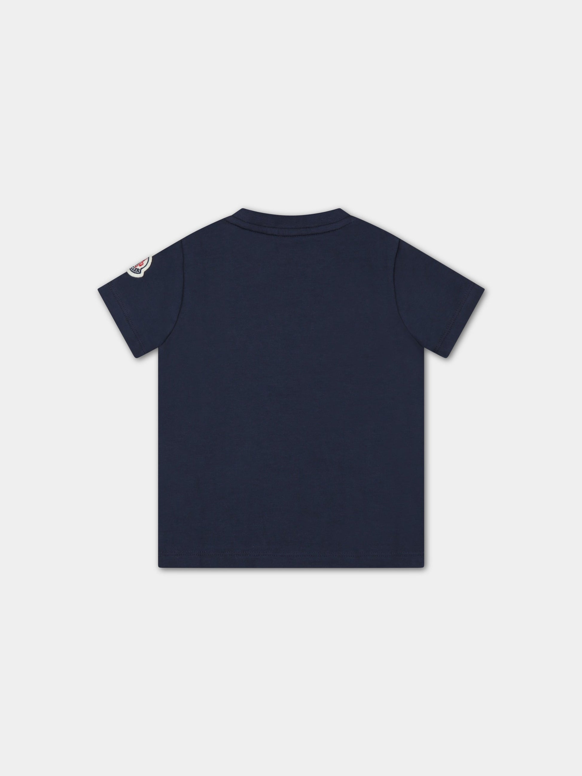 T-shirt blu per neonato con logo,Moncler Kids,951 8C00022 8790N 744