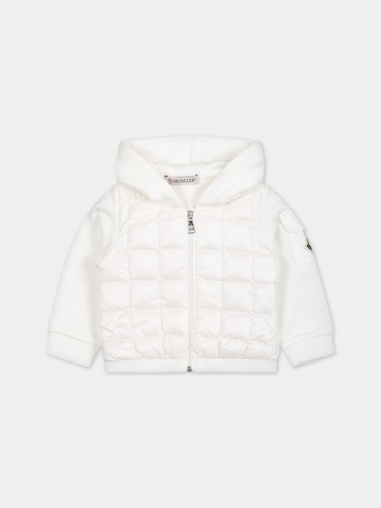 Felpa bianca per neonato con logo,Moncler Kids,951 8G00004 809DK 032