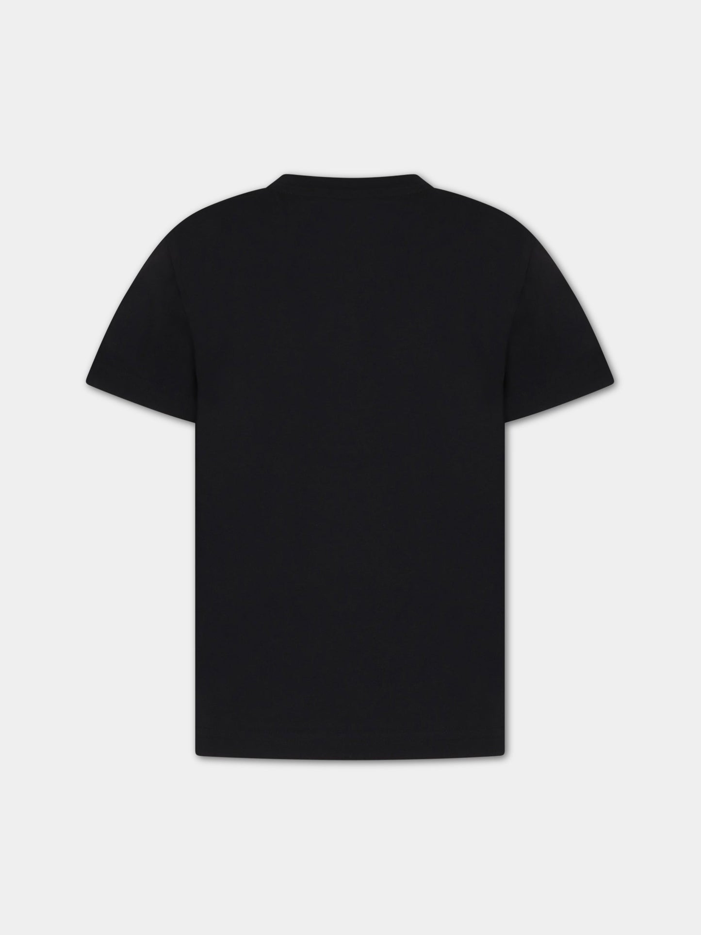 T-shirt nera per bambino con patch logato,Moncler Kids,954 8C00033 83907 999