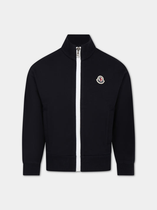 Felpa blu per bambino con logo,Moncler Kids,954 8G00019 809AG 778