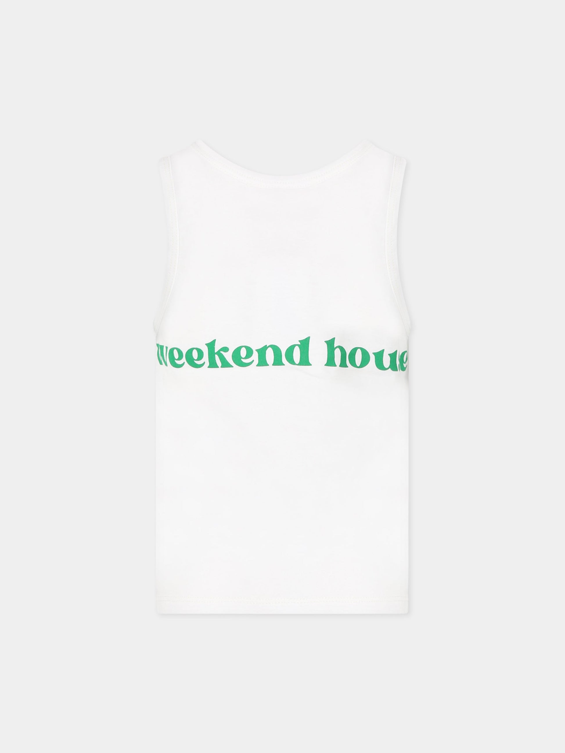 T-shirt bianca per bambini con stampa e logo,Weekend House Kids,732