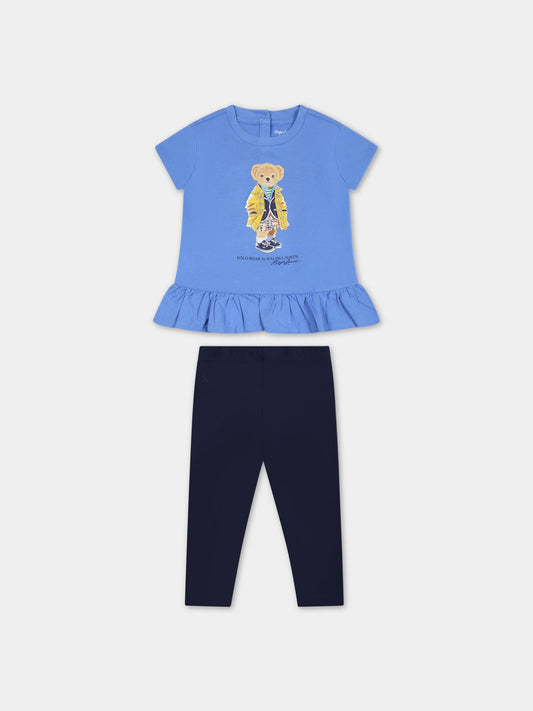 Completo multicolor per neonata con orso e logo,Ralph Lauren Kids,904084001