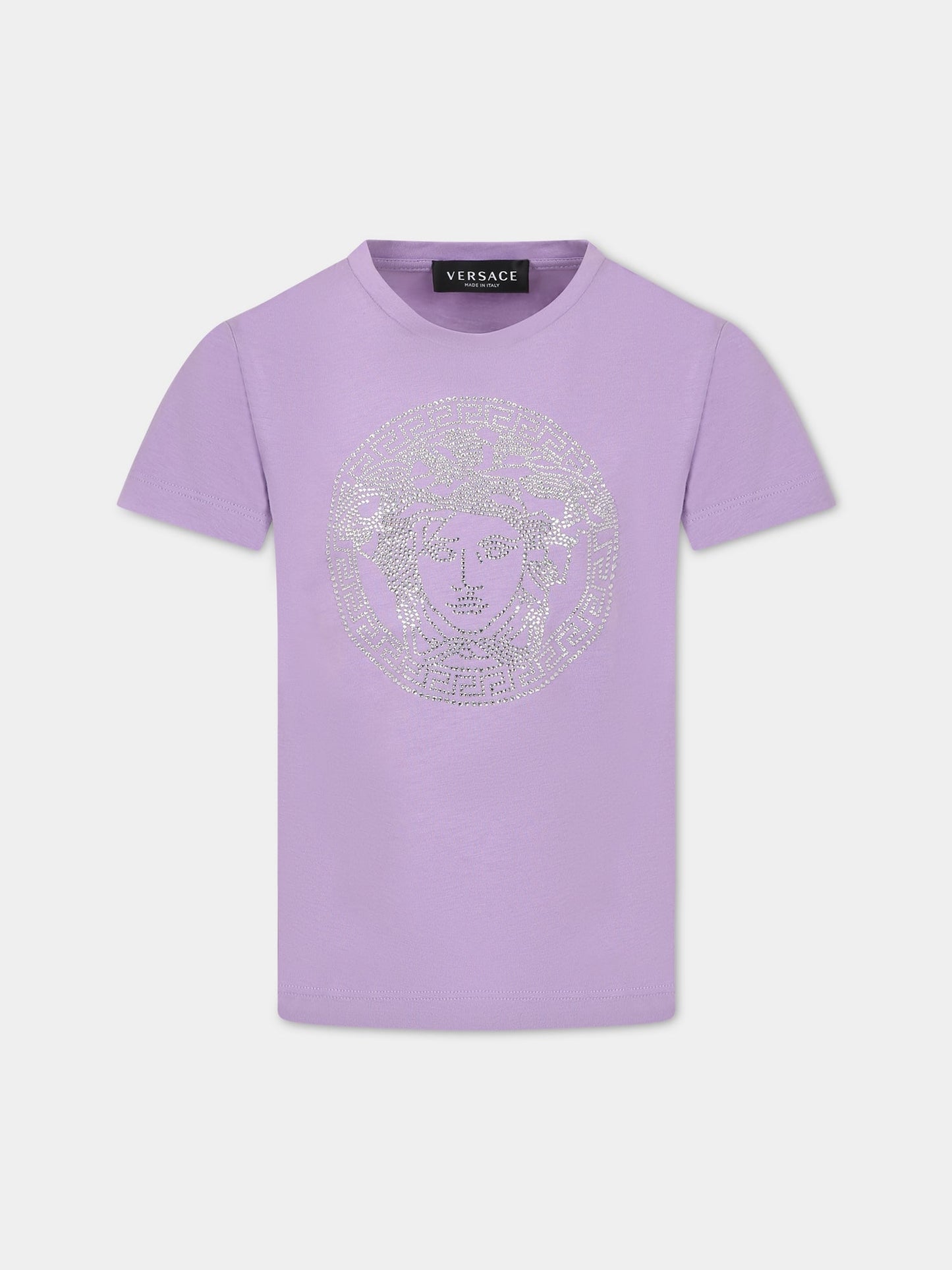 T-shirt viola per bambina con  Medusa,Versace,1000052 1A04790 2L720
