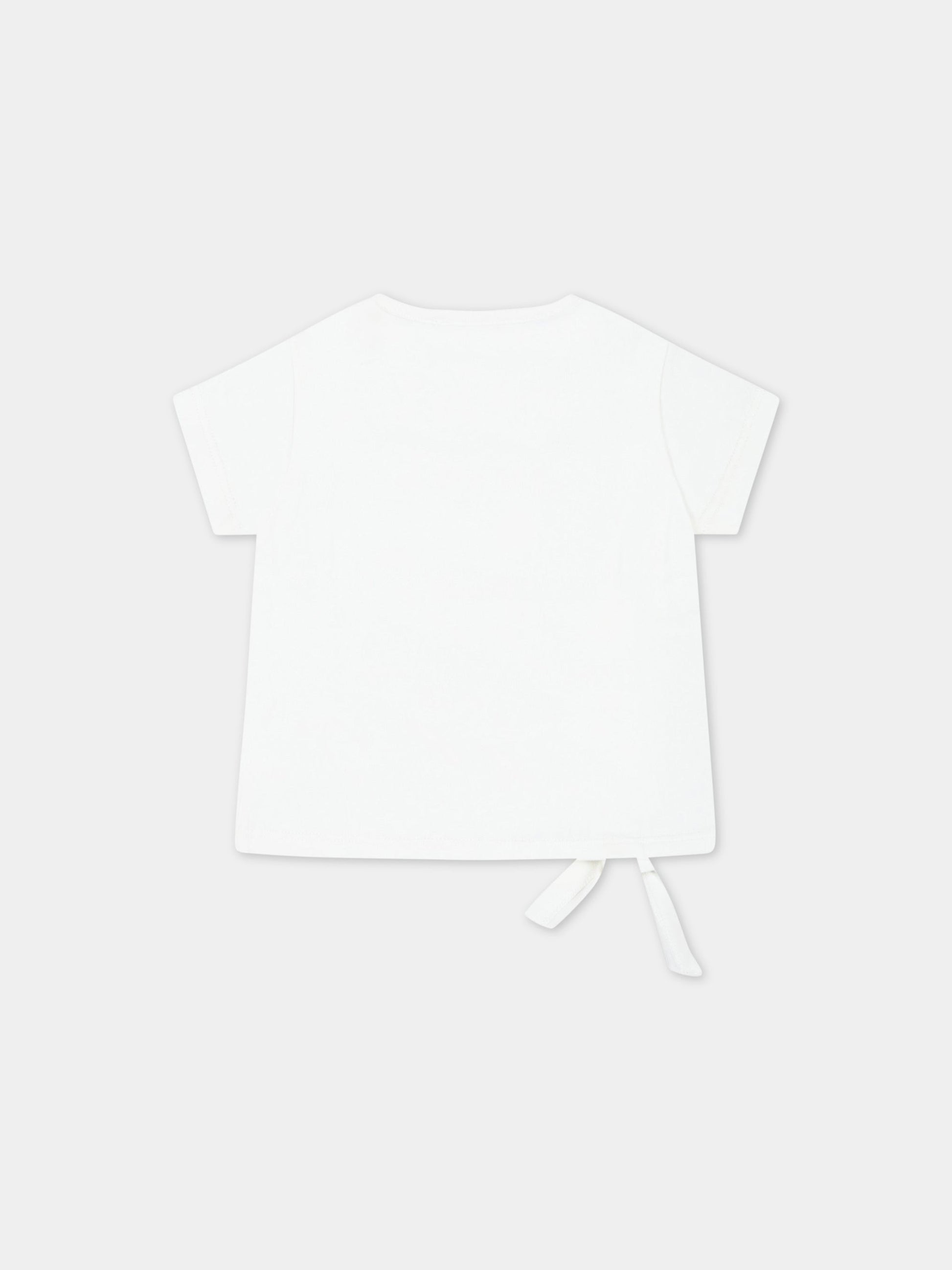 T-shirt bianca per neonata con loghi,Versace,1009113 1A06482 2W070