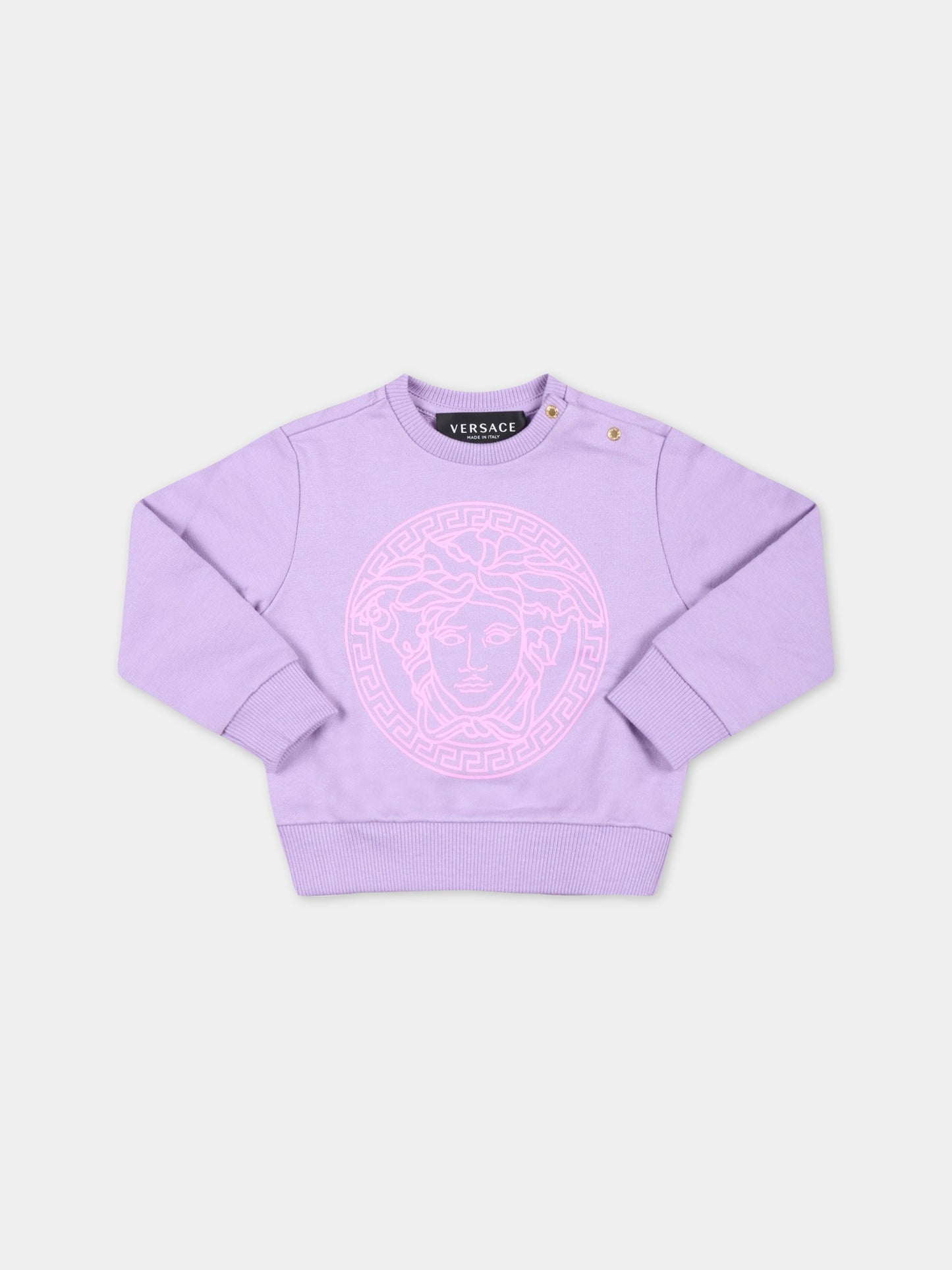 Felpa viola per neonata con Medusa fucsia,Versace,1000174 1A04801 2L750