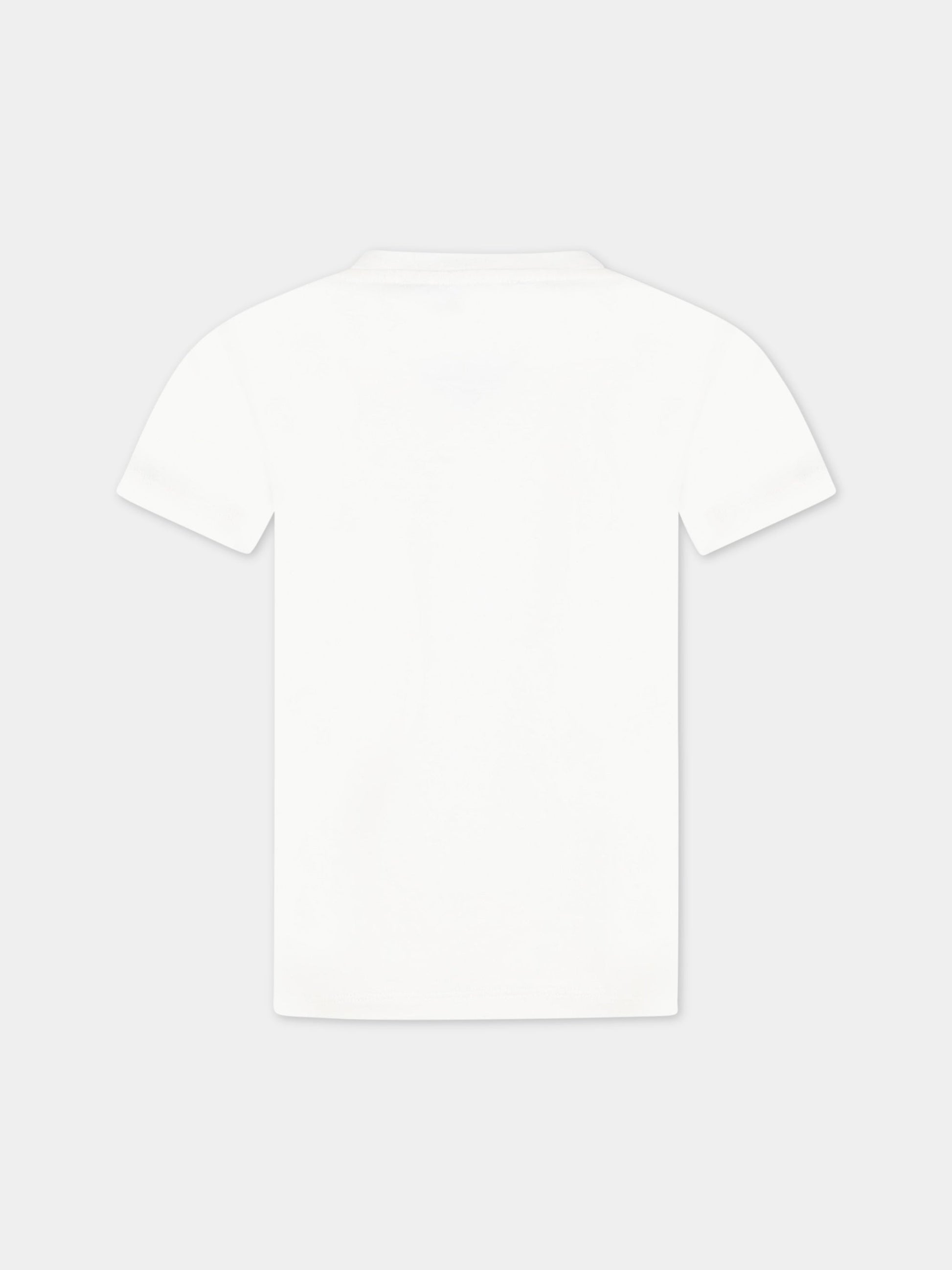 T-shirt bianca per bambino con logo nero,Versace,1000239 1A06516 6W790