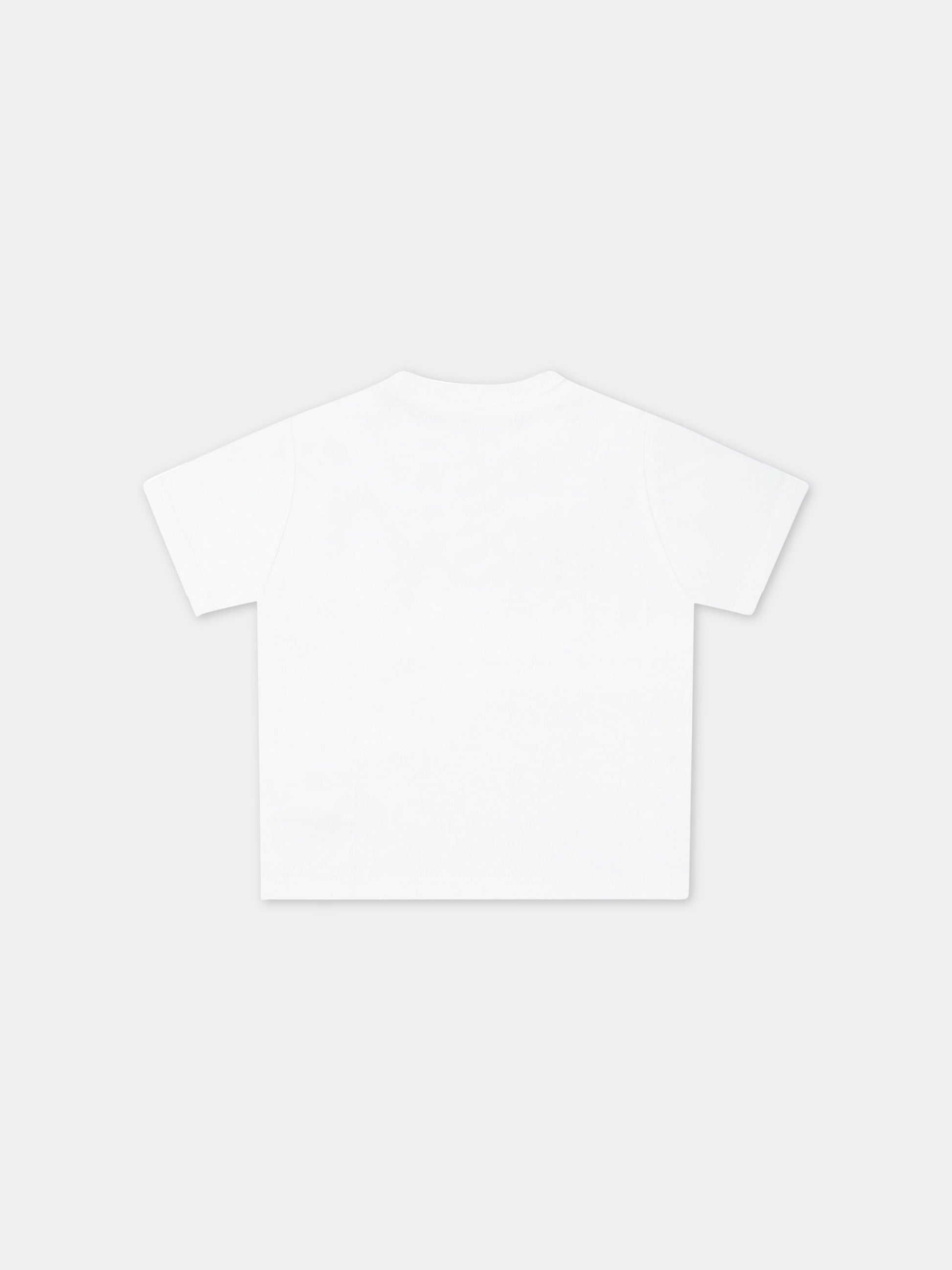 T-shirt bianca per neonato con logo nero,Versace,1000102 1A06516 6W790