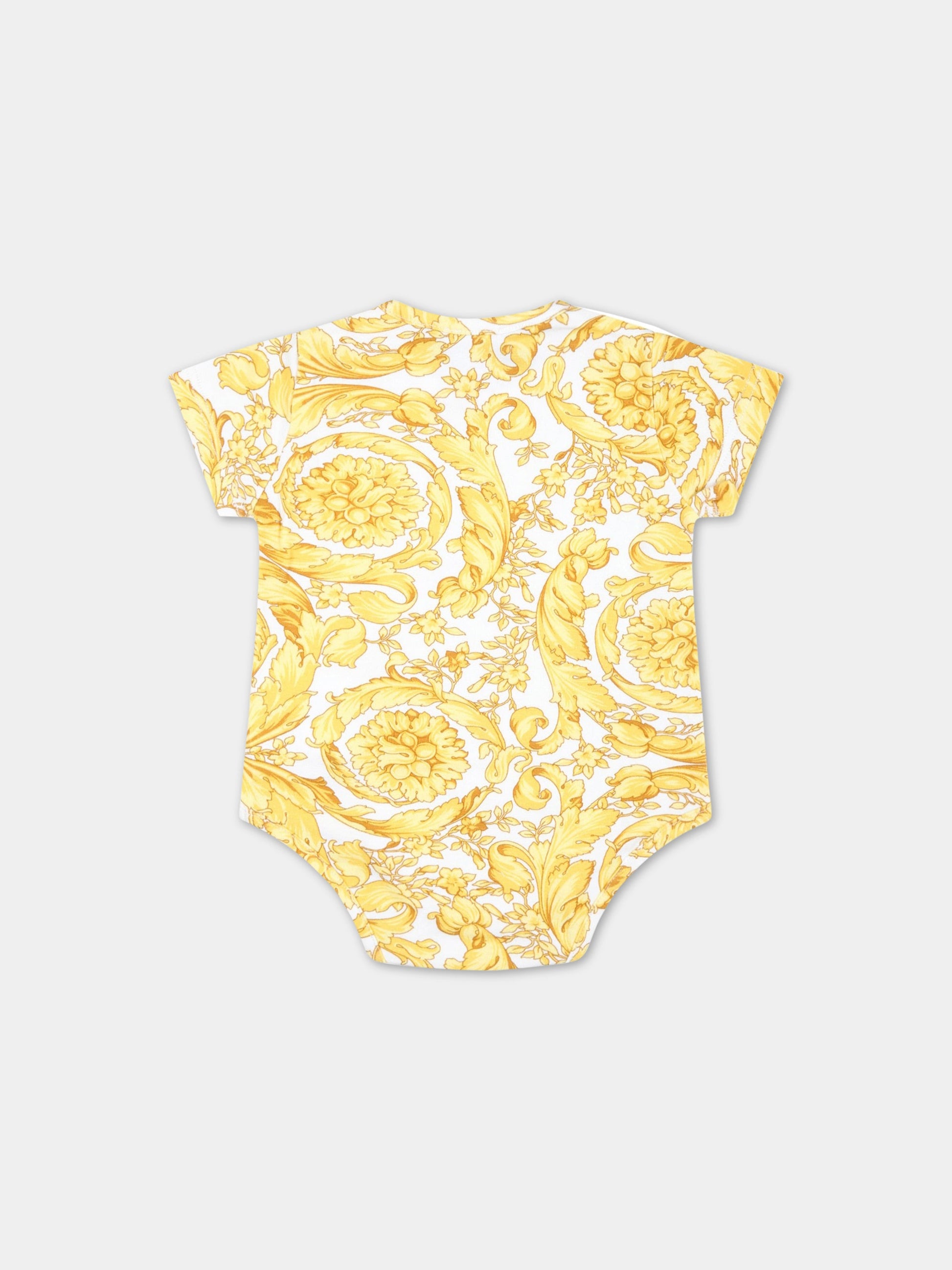 Body bianco per neonati con stampa Barocco,Versace,1001606 1A02420 5W050