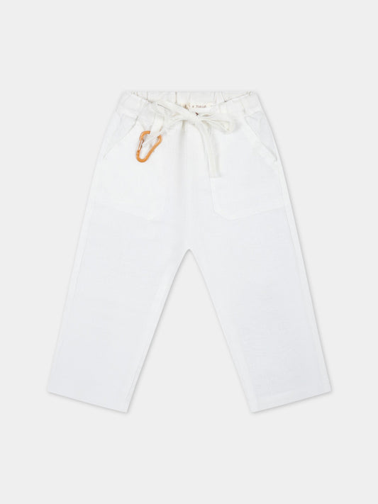 Pataloni avorio per neonato in lino,Zhoe & Tobiah,LIN5 1
