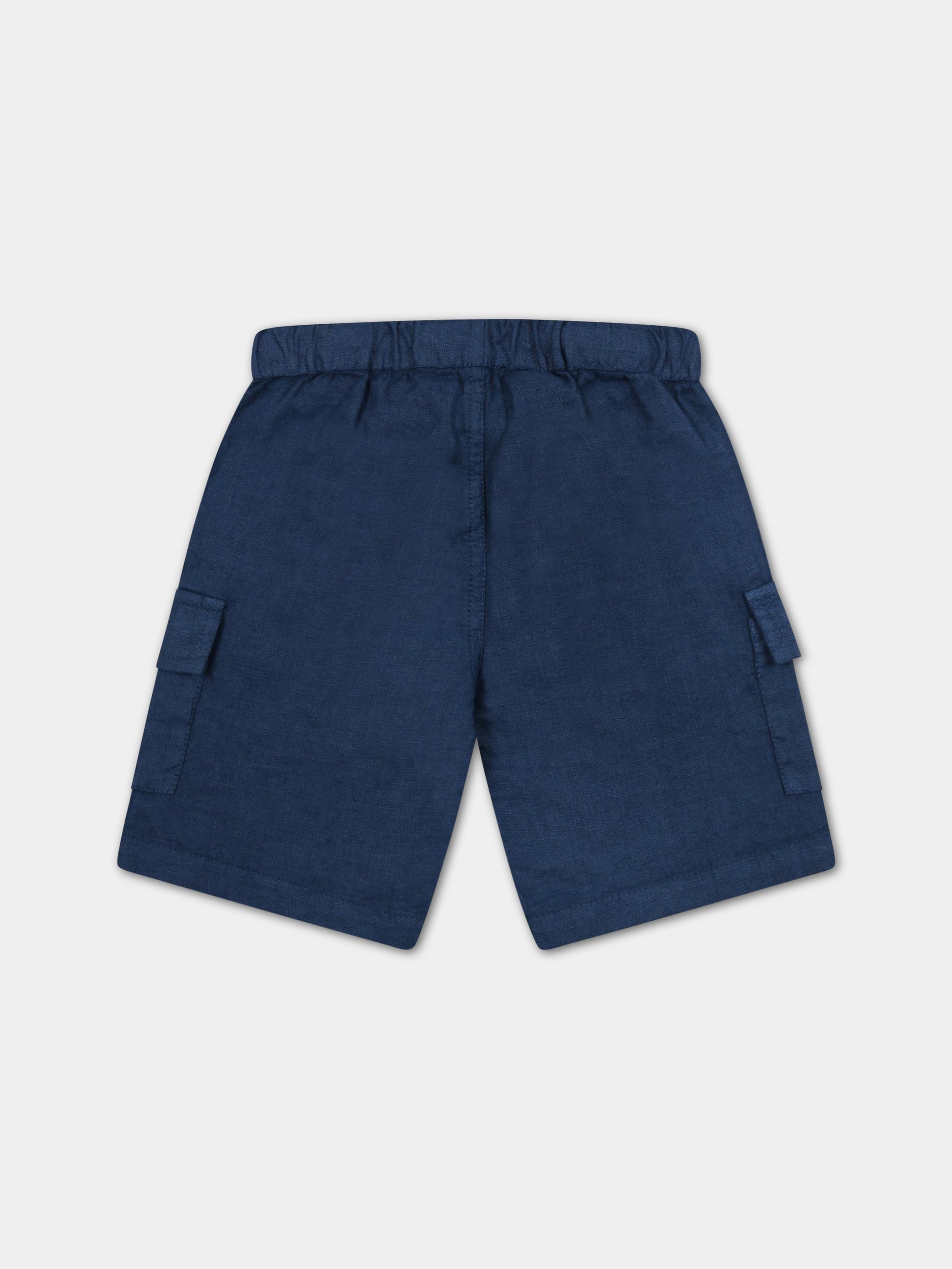 Bermuda blu per neonato in lino,Zhoe & Tobiah,LIN4 11