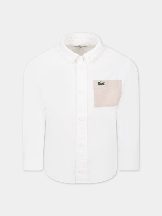 Camicia bianca per bambino con iconico coccodrillo,Lacoste,CJ5296 NBN