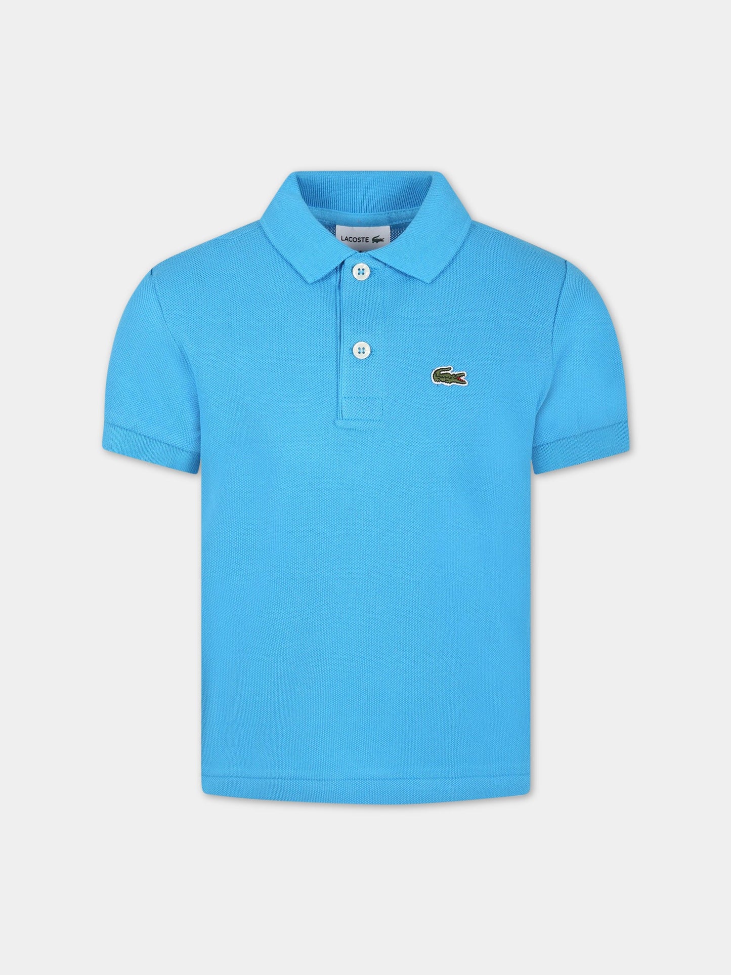 Polo azzurra per bambino con iconico coccodrillo ricamato,Lacoste,PJ2909 ZBA