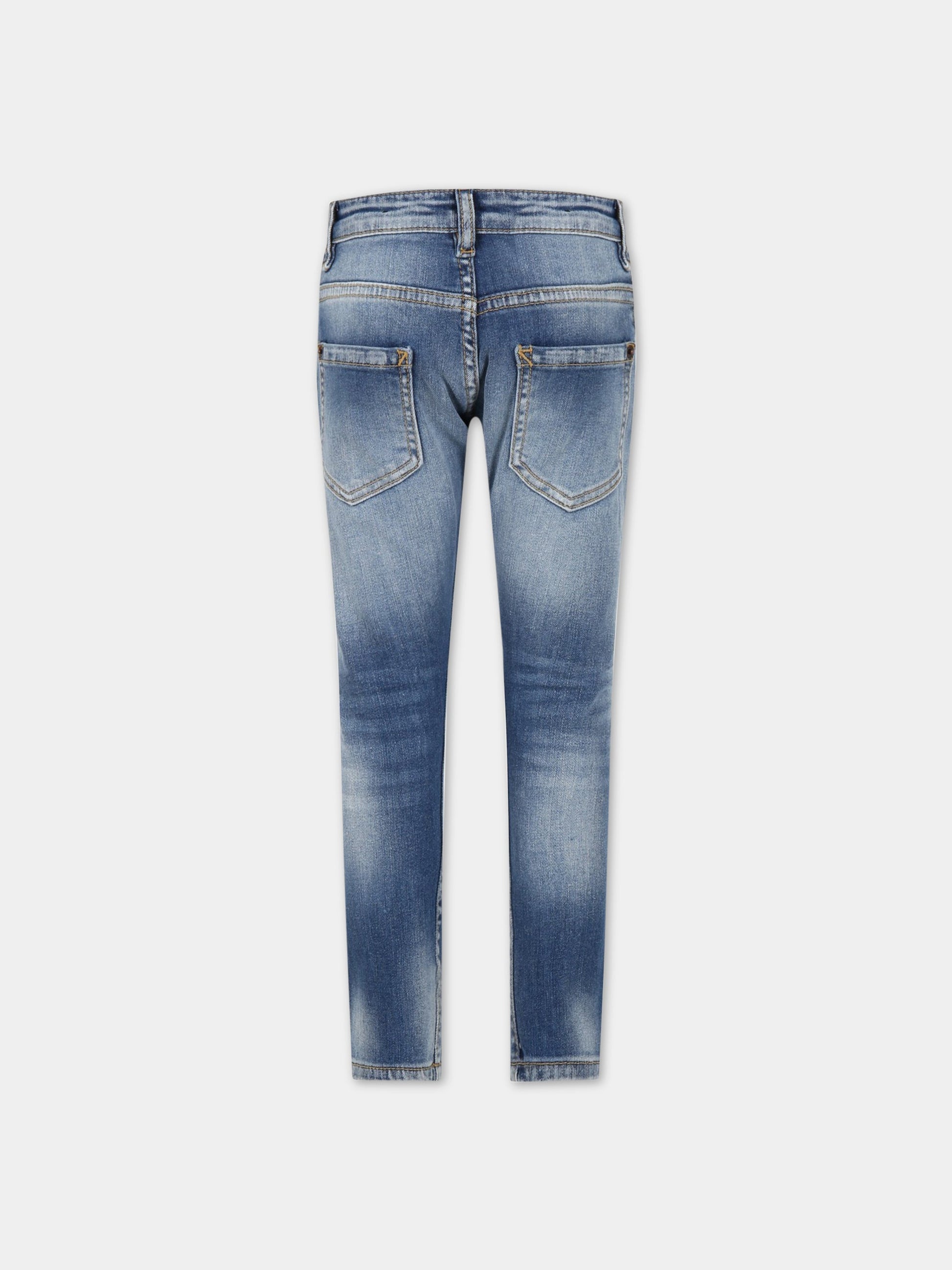 Jeans blu per bambino con patch logato,Dsquared2,DQ1336 D0A2K DQ01
