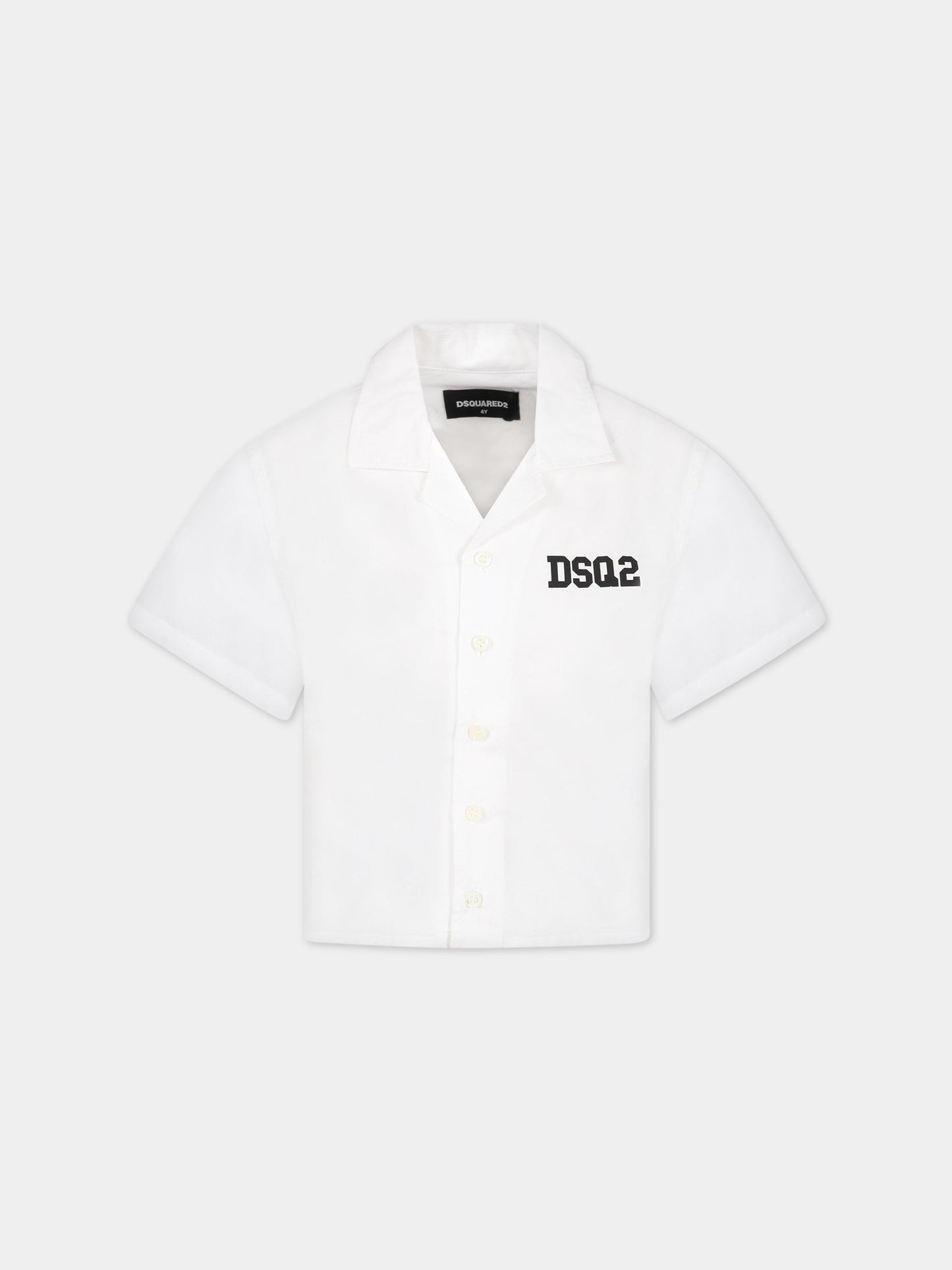 Camicia bianca per bambino con logo,Dsquared2,DQ1502 D007D DQ100