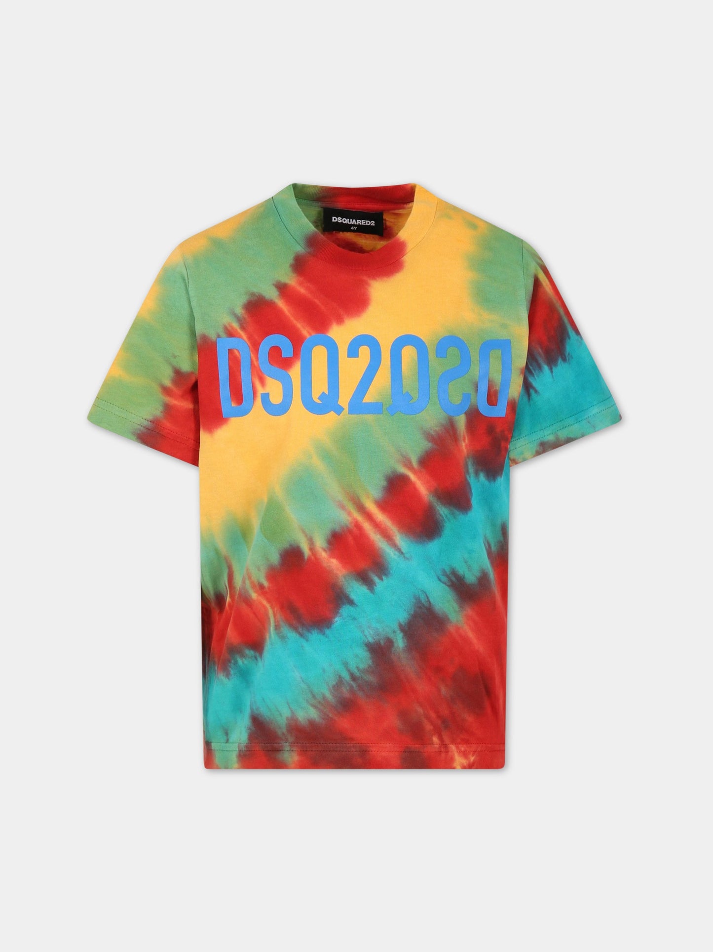 T-shirt multicolor per bambino con logo,Dsquared2,DQ1615 D0A3S DQ255