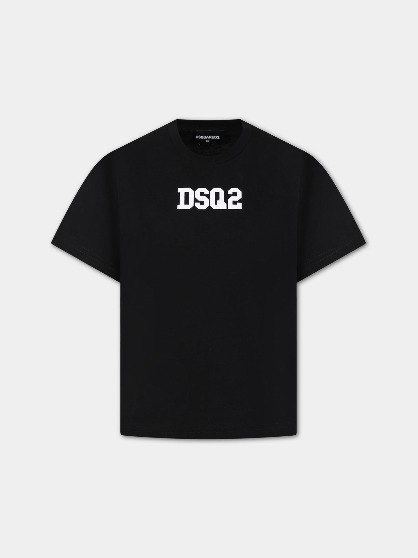 T-shirt nera per bambino con logo,Dsquared2,DQ1622 D004G DQ900