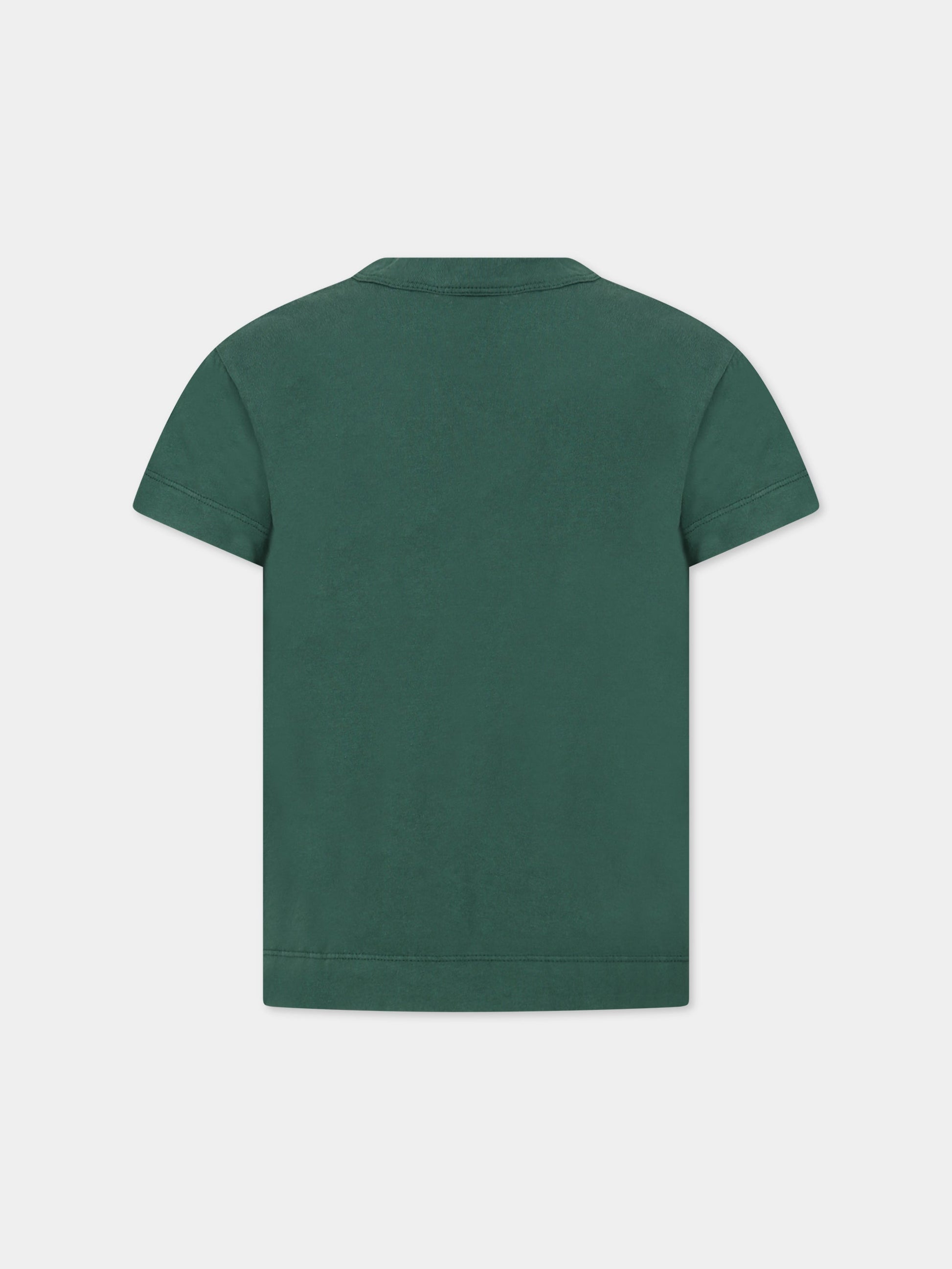 T-shirt verde per bambini con stampa e logo,The Animals Observatory,S23001 146 BO