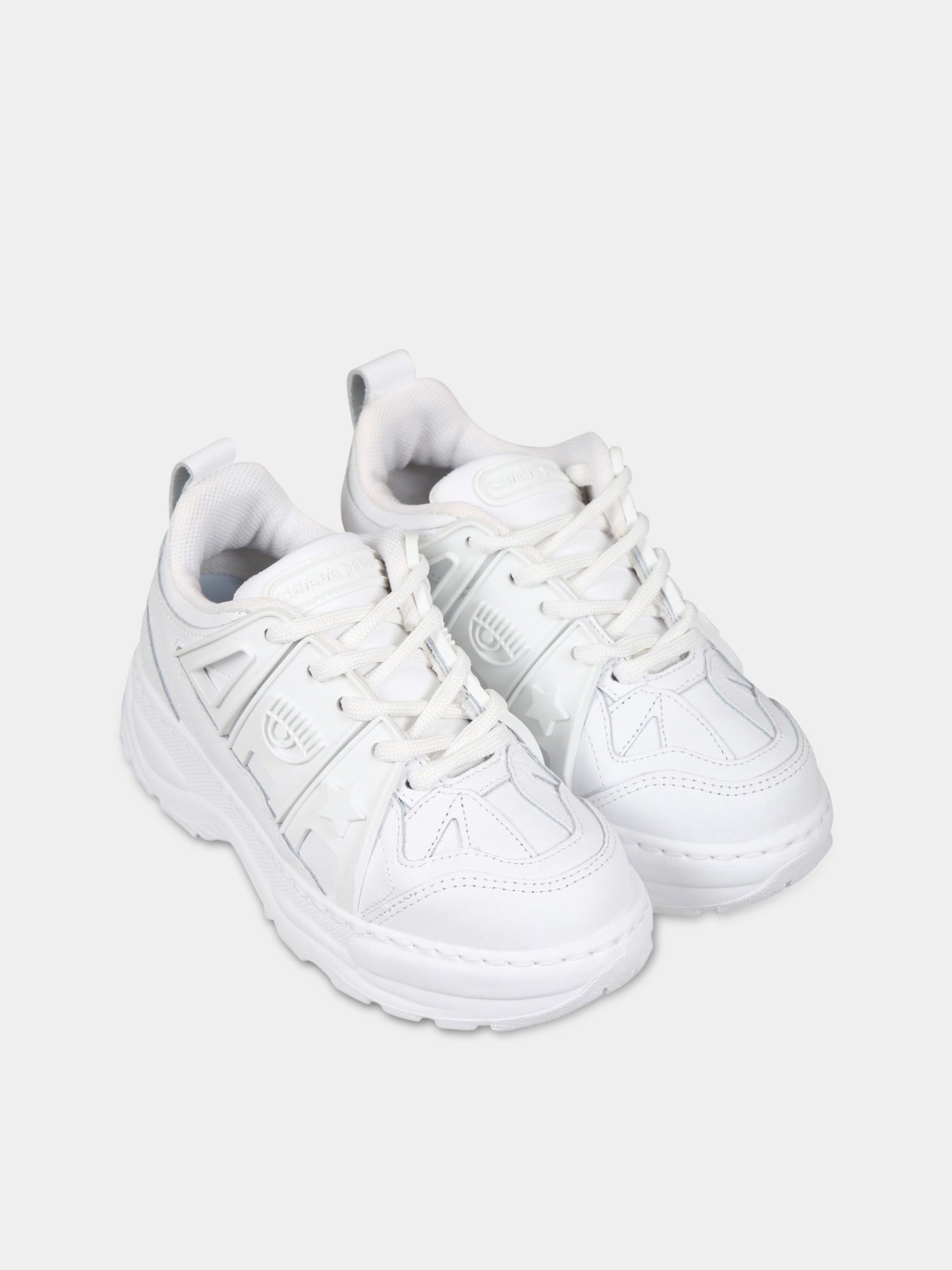 Sneakers bianco per bambina con iconici eyes flirting,Chiara Ferragni Collection,CFB150 009 S23 K