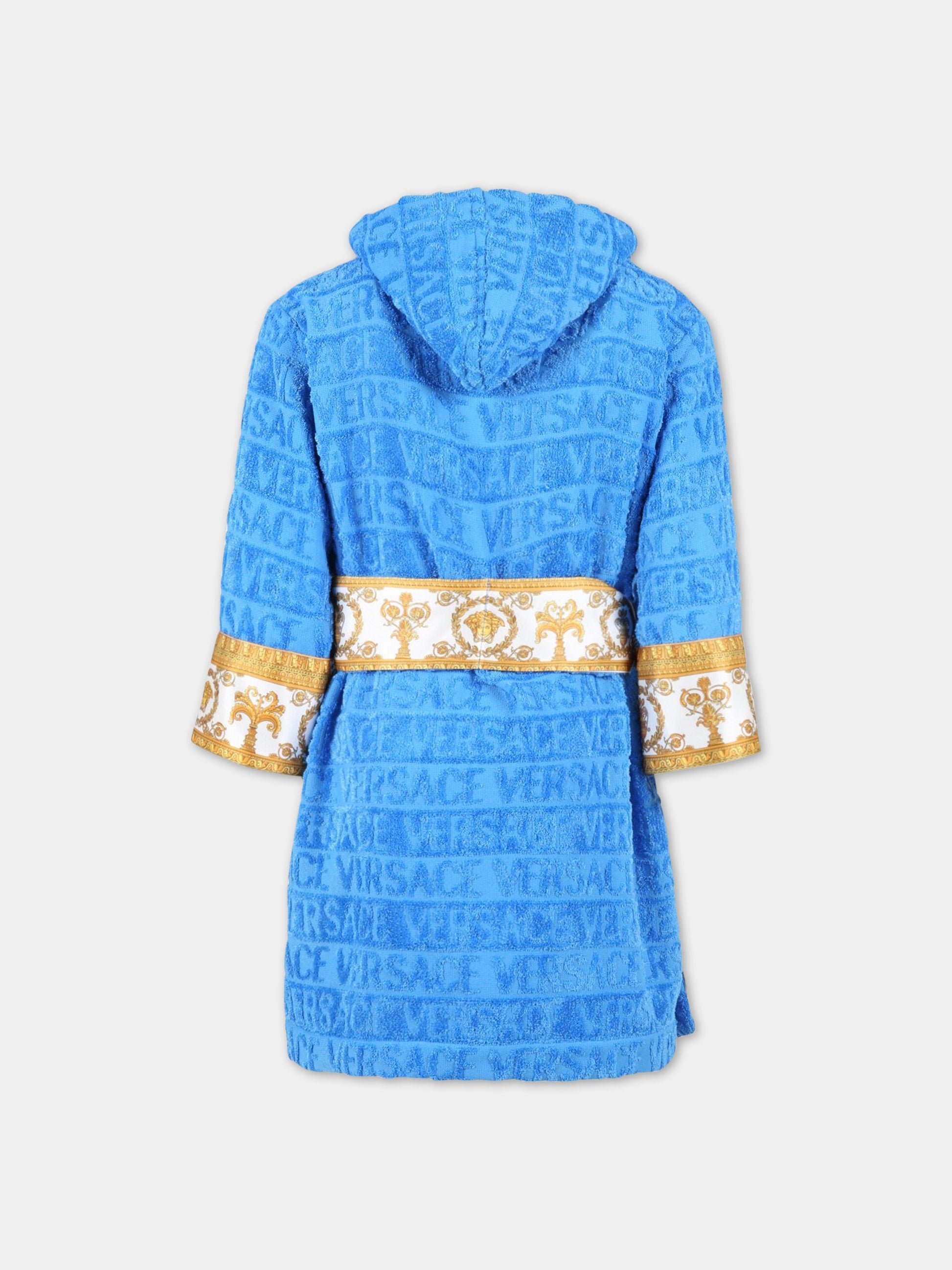 Accappatoio azzurro per bambino con logo,Versace,ZACJYNG01 ZCOSP052 1V040