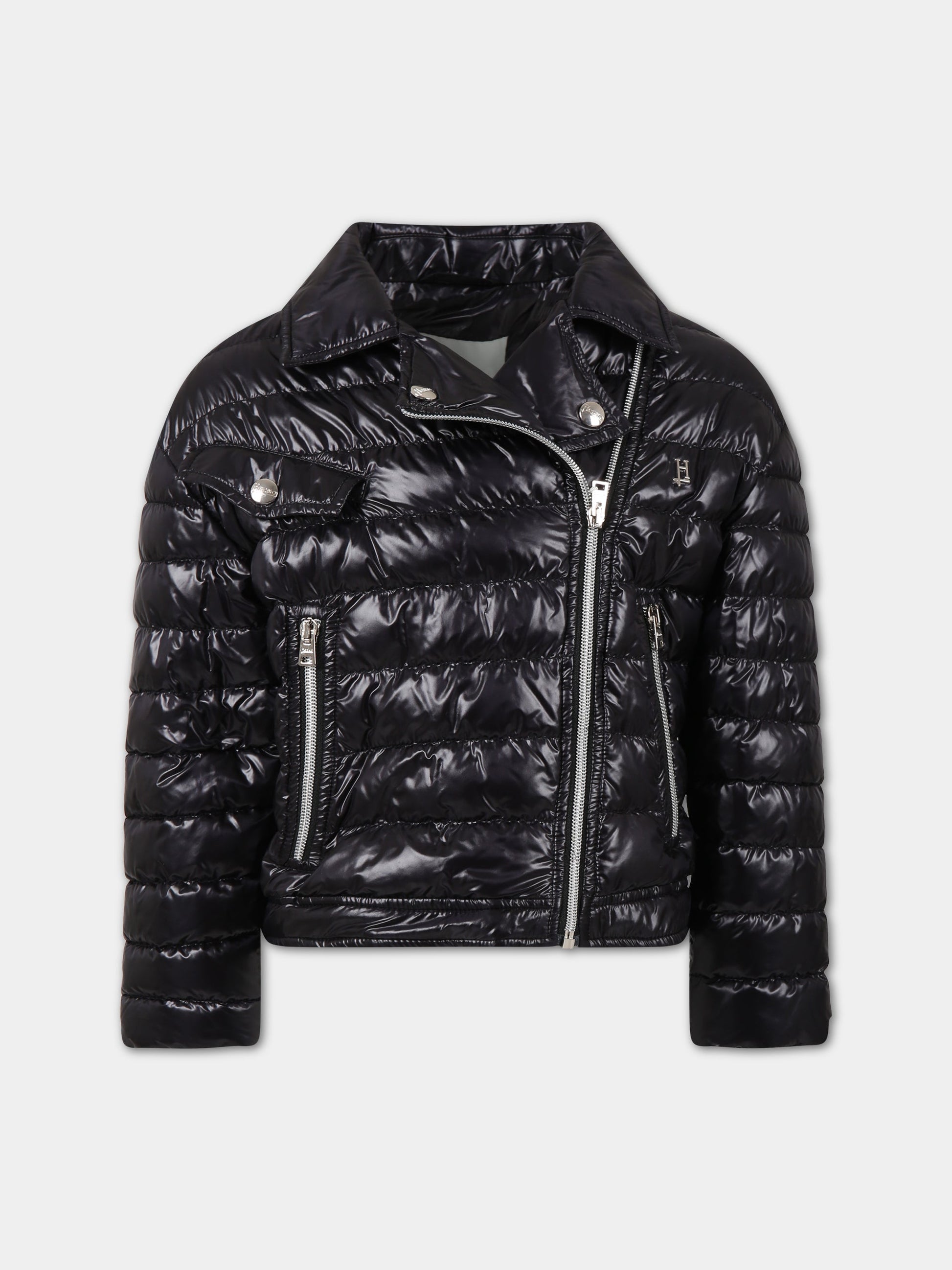 Piumino nero per bambina con logo,Herno Kids,PI000151G 12017 9300