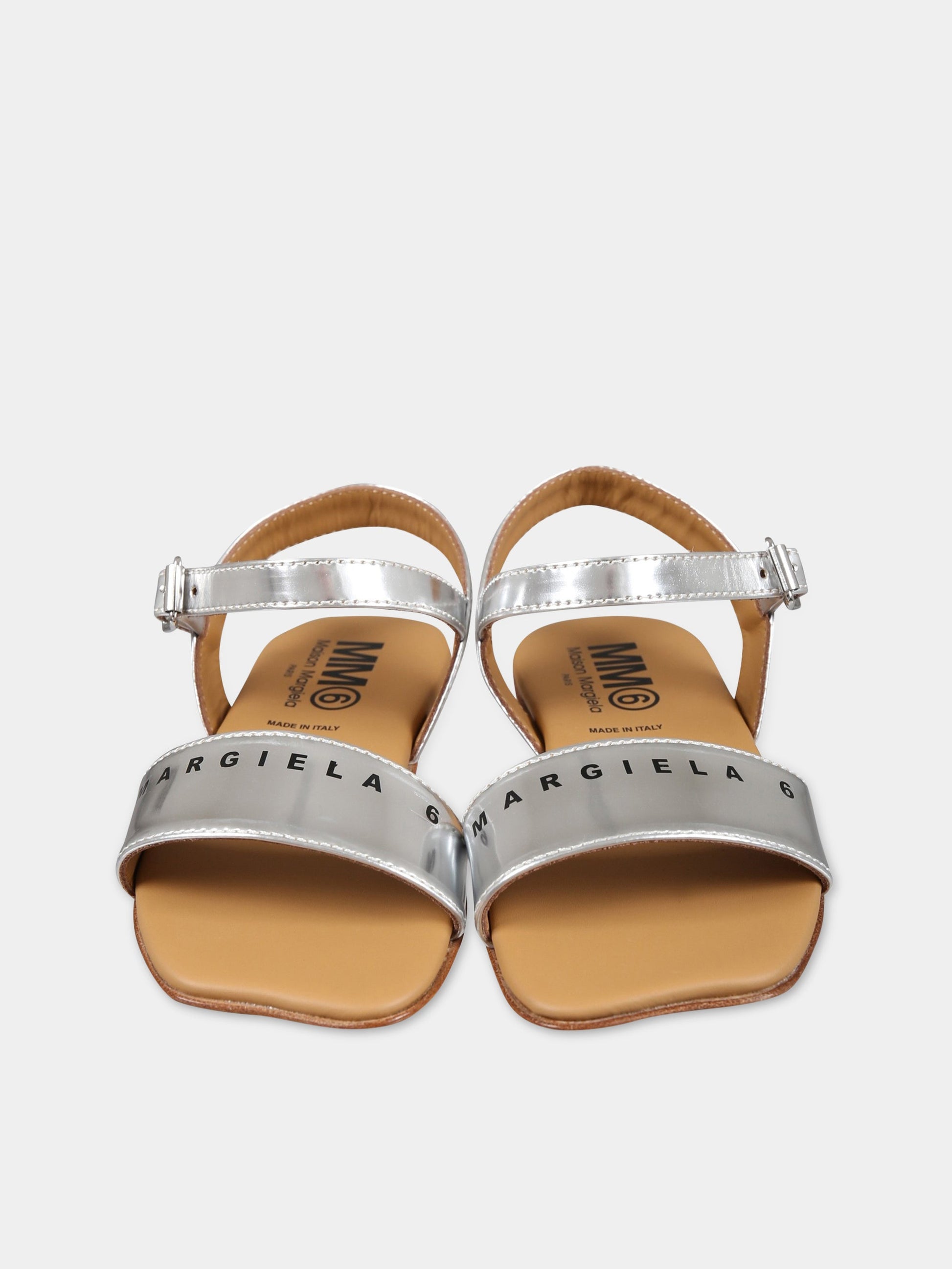 Sandali argento per bambina con logo,Mm6 Maison Margiela,73390 1