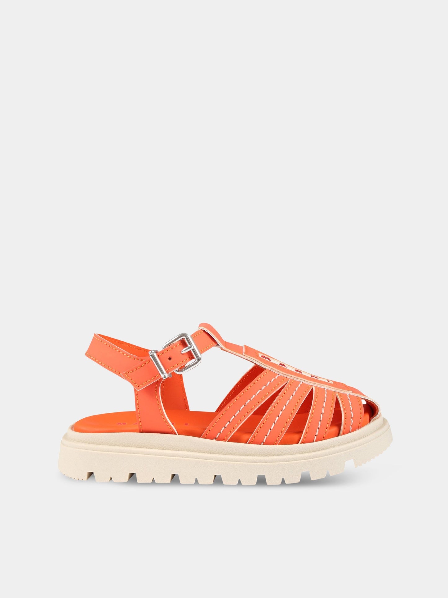 Sandali arancioni per bambina con logo rosso,Marni Kids,73462 2