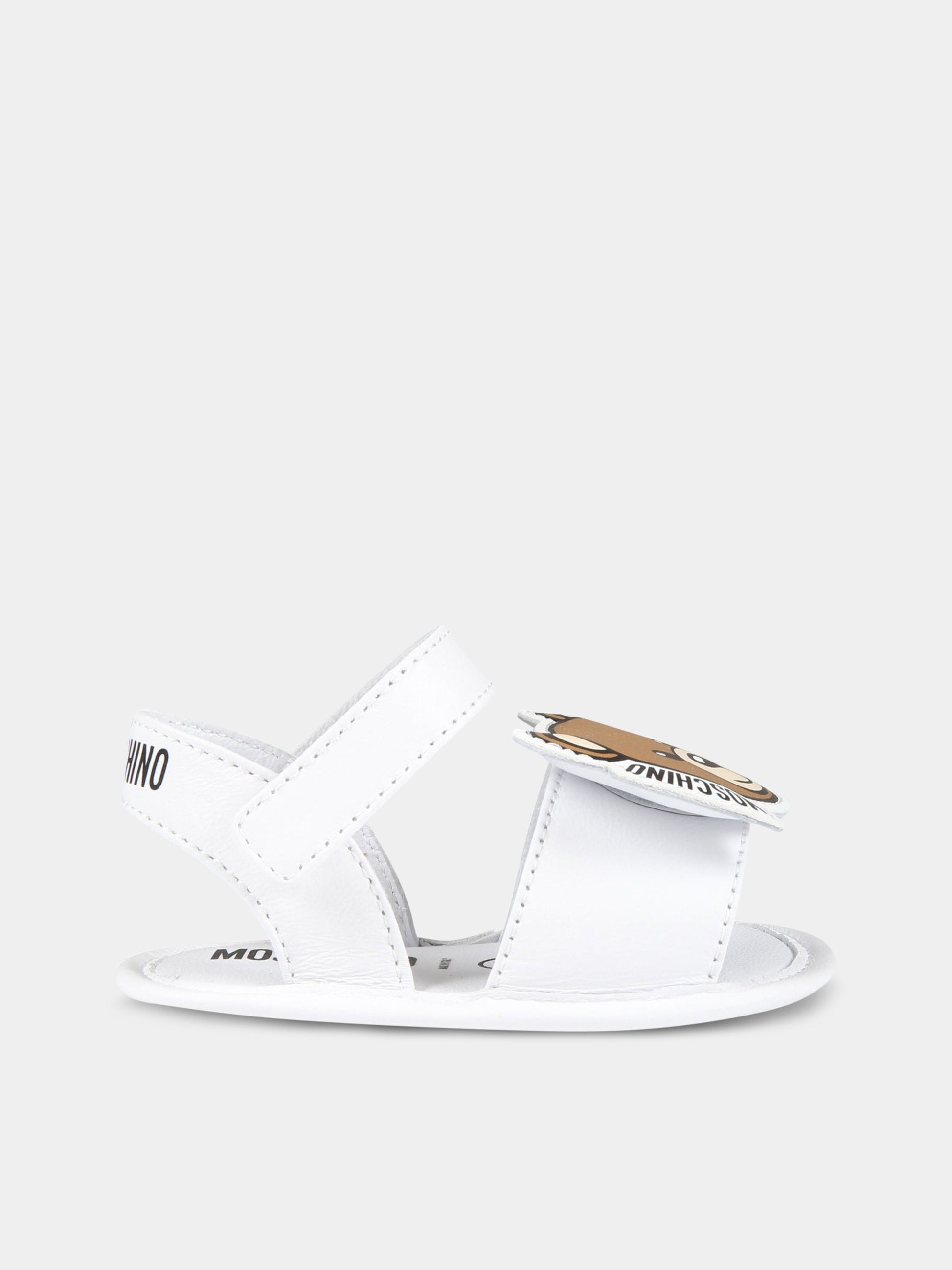 Sandali bianchi per neonato con Teddy Bear e squalo,Moschino Kids,74251 1