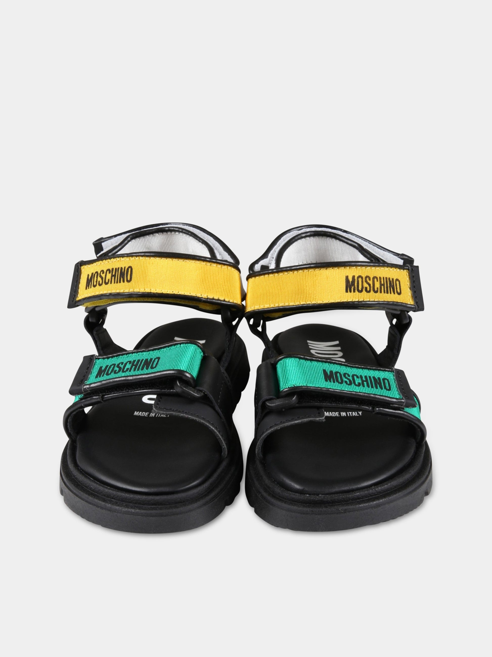 Sandali neri per bambino con logo,Moschino Kids,74303 1