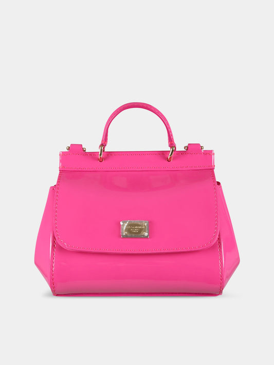 Borsa fucsia Sicily per bambina con logo,Dolce & Gabbana Kids,EB0003 A1067 80411