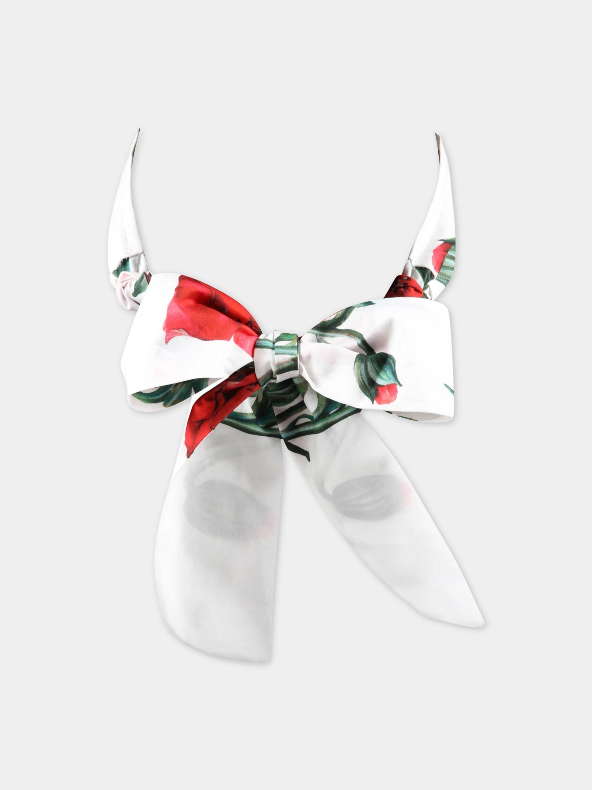 Fascia bianca per capelli per bambina con papaveri,Dolce & Gabbana Kids,LB3L26 HS5O1 HA3VN