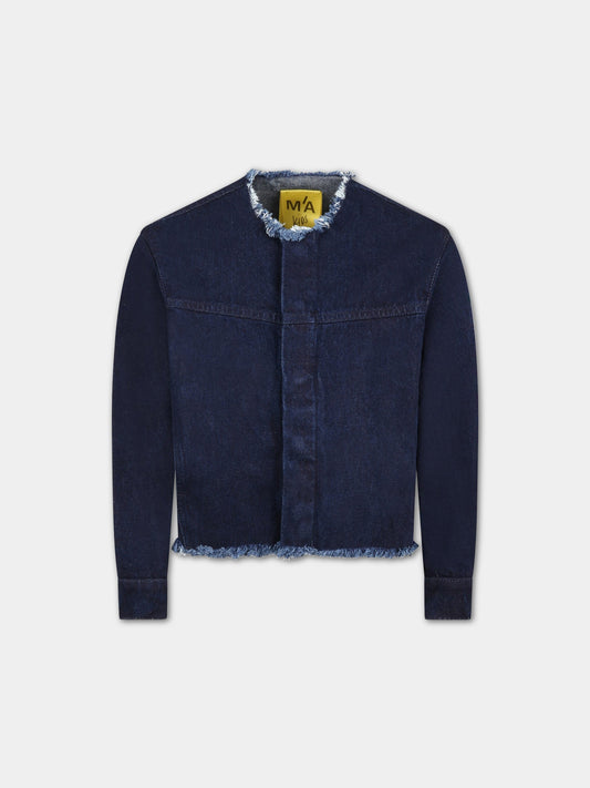 Giacca blu per bambina con patch logato,Marques Almeida,SS23COREJK0141DNM NAVY