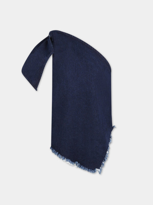 Top blu per bambina con patch logato e nodo,Marques Almeida,SS23CORETP0342DNM NAVY