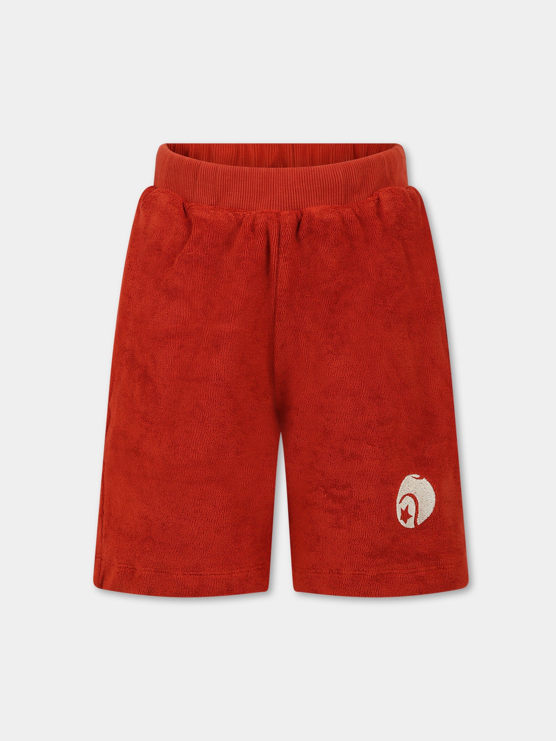 Shorts rosso per bambino con ricamo,Raquette,SCA 006B 81